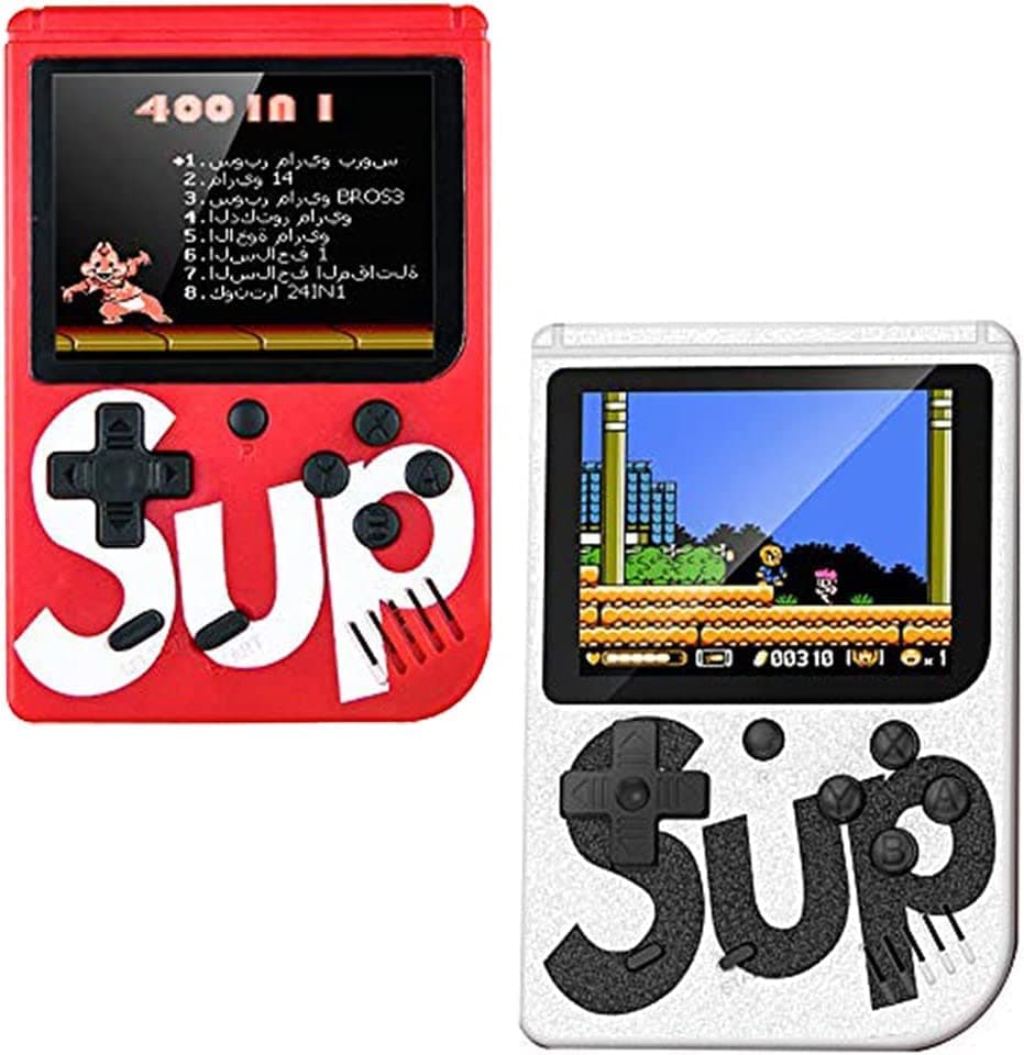AWH 2 Pack Sup Games Box with 400 in 1 Games Retro Portable Mini Handheld Game Console 3.0 Inch Kids Game Player (Red+White)