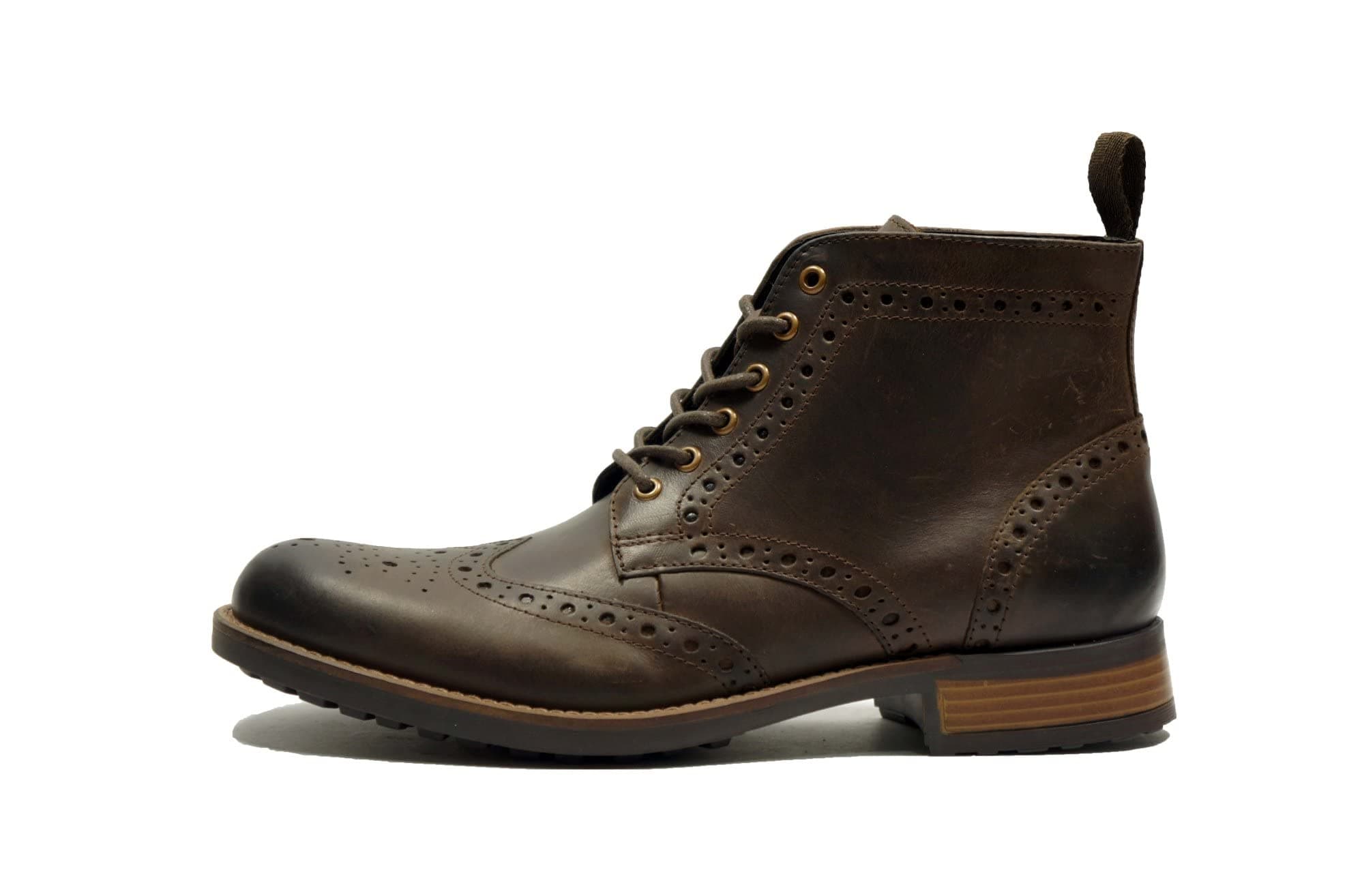 LEATHER BROGUE LACE-UP BOOT FOR MEN