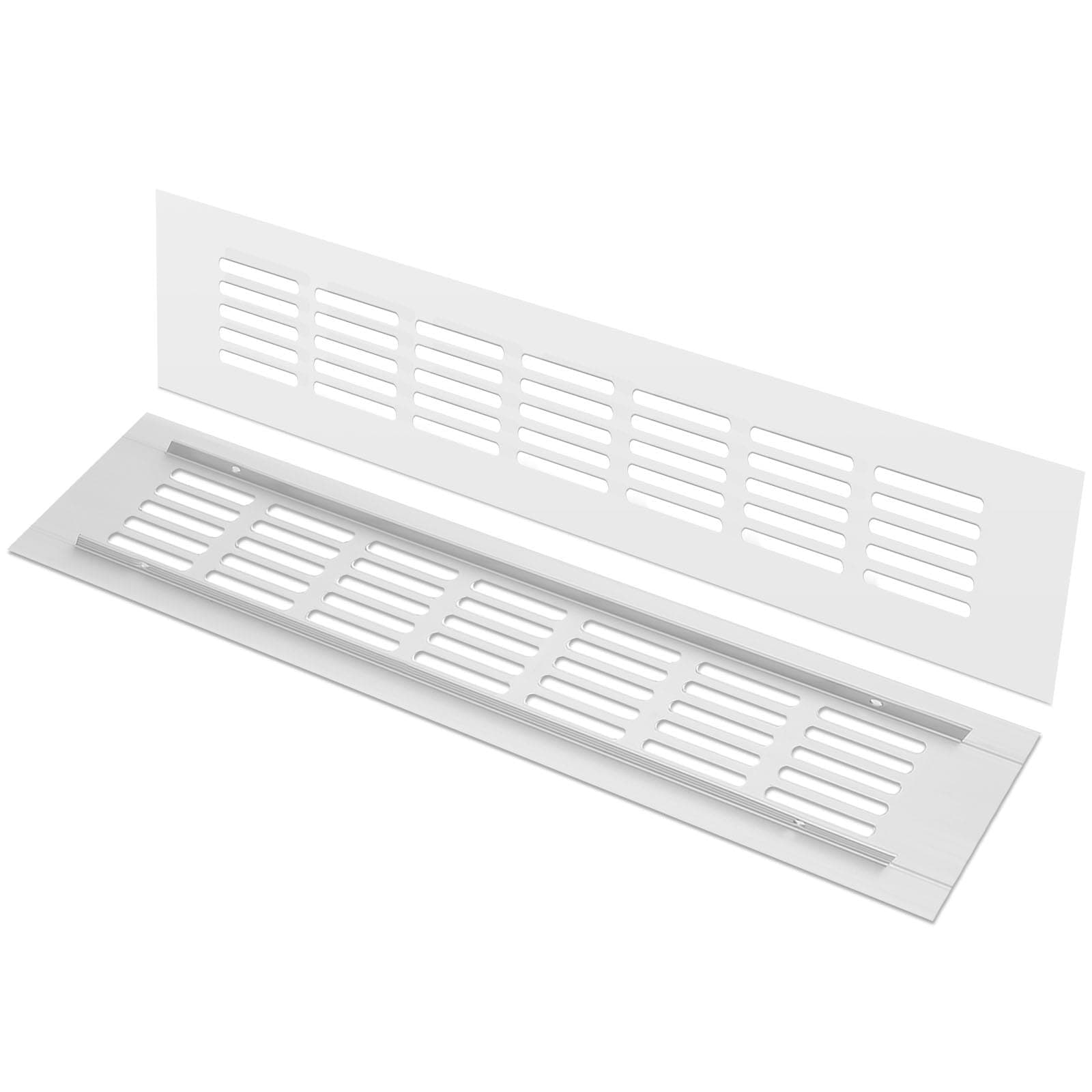 2pcs Air Vent Grille Vover, Rectangular Ventilation Grilles, 50x300mm, Silver, Aluminum Alloy, Ventilation Cover for Cabinet, Ceiling, Floor