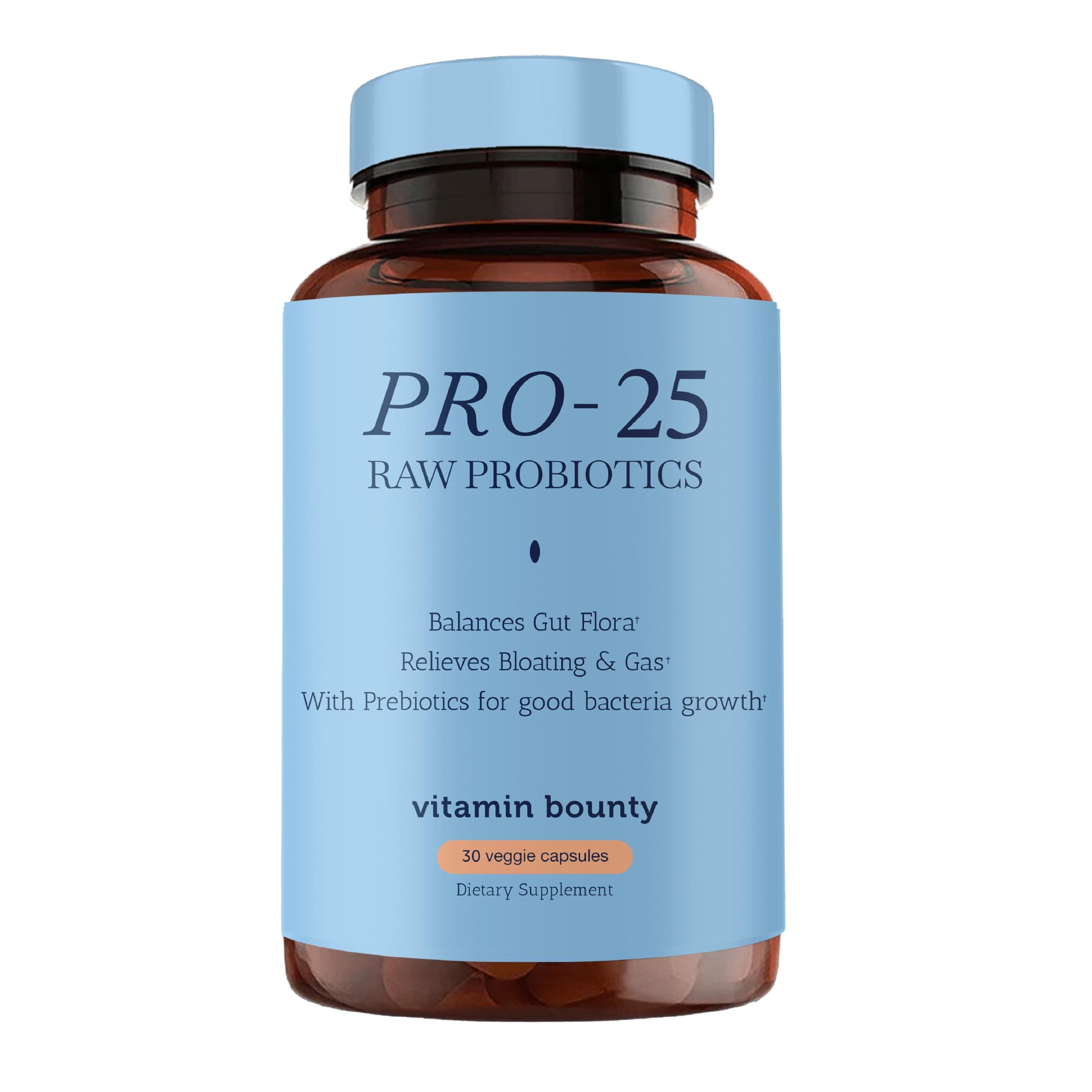 Pro-25 Probiotic with Prebiotic - 25 Billion CFU for Men & Women - Digestive Health Support with Lactobacillus Acidophilus, Bifidobacterium - 30 Daily Capsules for Gut Health