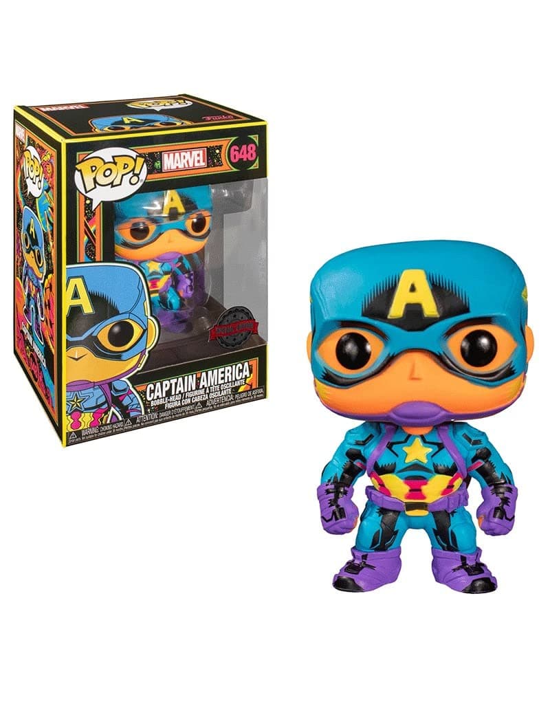 Funko POP! Marvel: Black Light - Captain America - Marvel Comics - Collectable Vinyl Figure - Gift Idea - Official Merchandise - Toys for Kids & Adults - Comic Books Fans