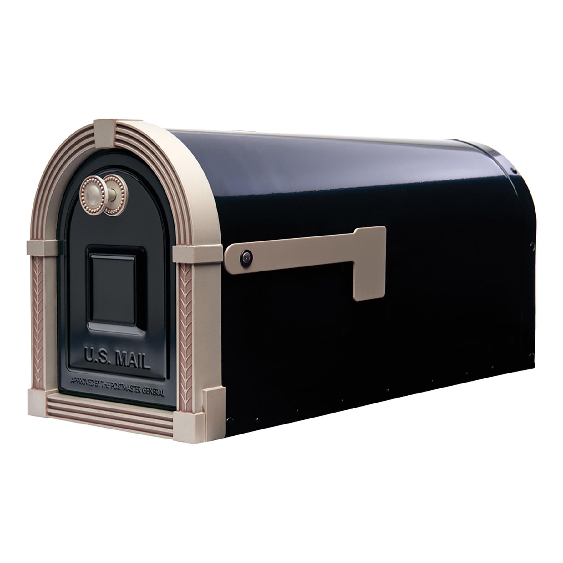 ARCHITECTURAL MAILBOXES Gibraltar BM16BSNEC Brunswick Post Mount Mailbox, Large, Black and Satin Nickel
