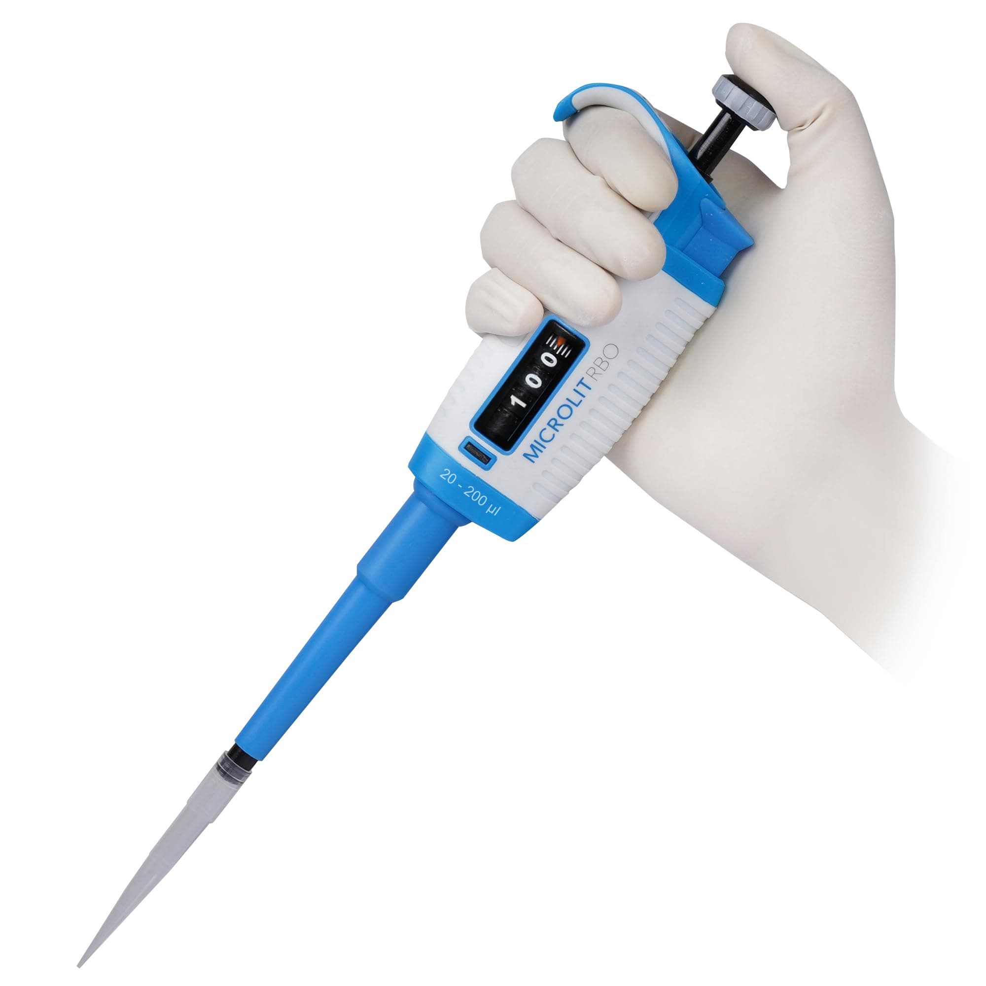 MICROLIT - Single-Channel Pipettes with Adjustable Volume, Accurate and Calibrated Micropipette for 20-200ul Liquid Capacity, Compatible with 200ul Pipette Tips