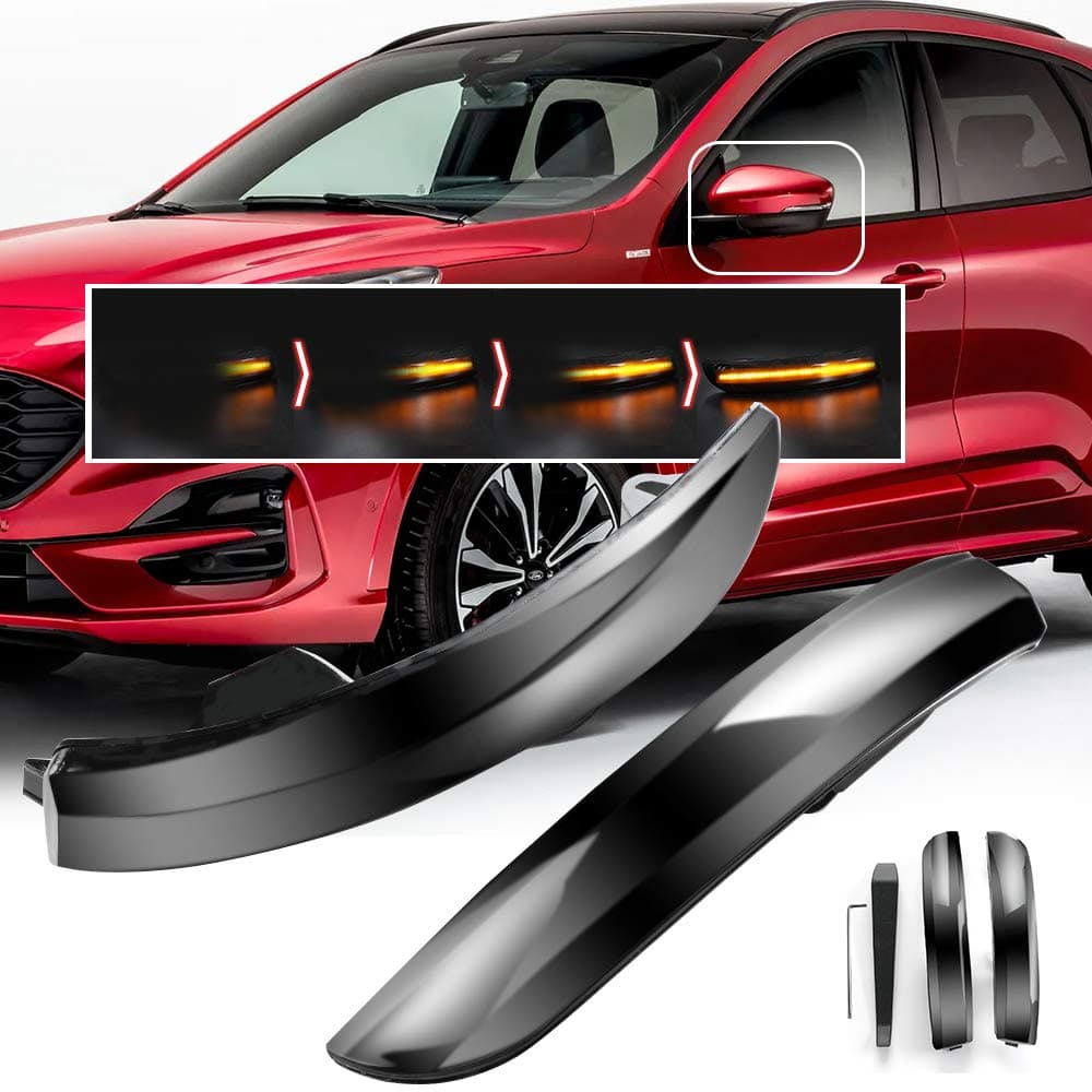 – Flowing Sequential Turn Signal Light LED Side Wing Rearview Side Mirror Lamp 2PCS Dynamic Indicator Blinker Light for Fo rd Kuga Escape 2013-2018