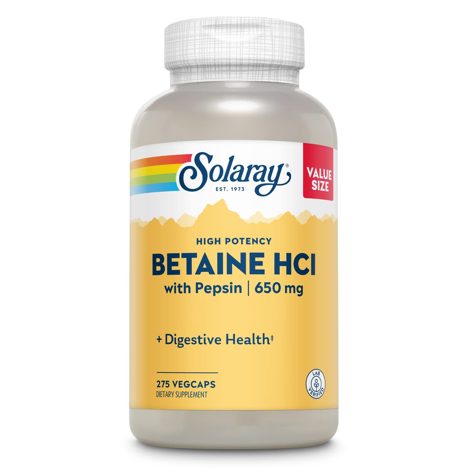 High Potency Betaine HCL with Pepsin - Hydrochloric Acid Supplement for Digestive Health - with Betaine Hydrochloride and Digestive Enzymes - Gut Health Support - 60-Day Guarantee, 275 VegCaps