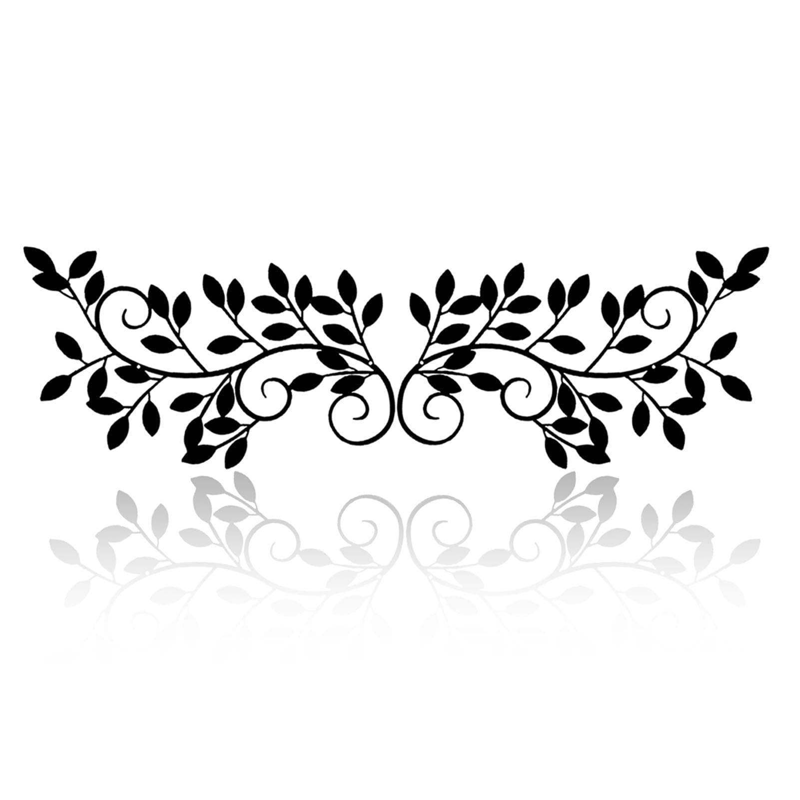 2 Pieces Metal Tree Leaf Wall Decor Vine Olive Branch Leaf Wall Art Wrought Iron Scroll Sculptures for above Door, Living Room, Bathroom, Hallway, Office, Indoor and Outdoor Decoration (Black)