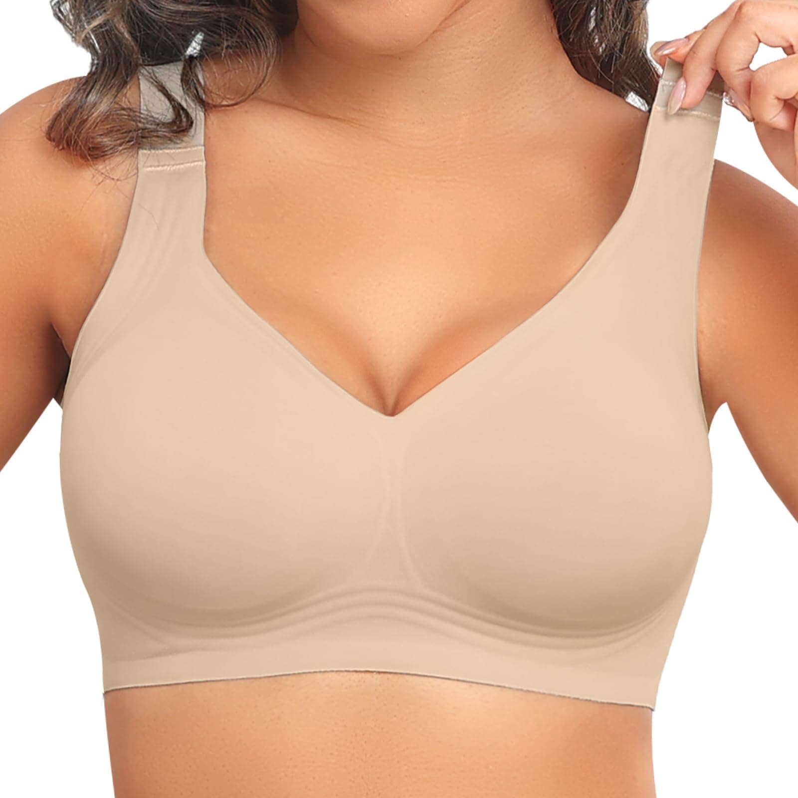 Womens Seamless Wireless Supportive Bra Push Up Comfort Soft No Underwire Full Coverage T-Shirt Bra