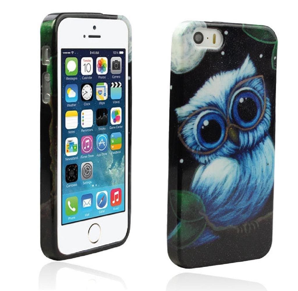 Sannysis(TM) Cute Bling Night Owl Pattern Skin Case Soft TPU Gel Cover For iPhone 5 5S 5G
