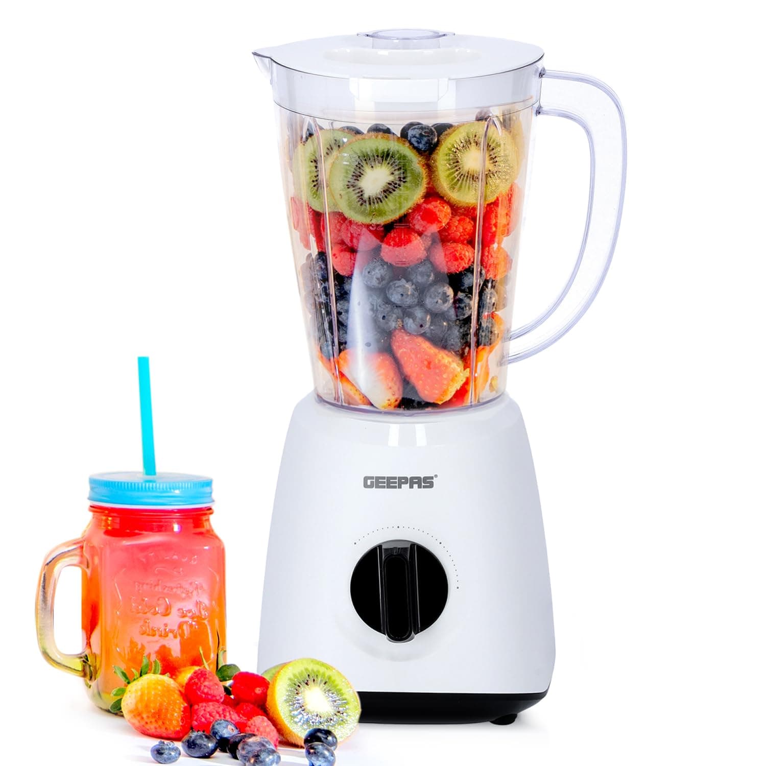 Geepas-Powerful 600W Powerful Motor Multi-functional 2 in 1 Blender with 2 Speed & Pulse Option|GSB44027T (1.8L)