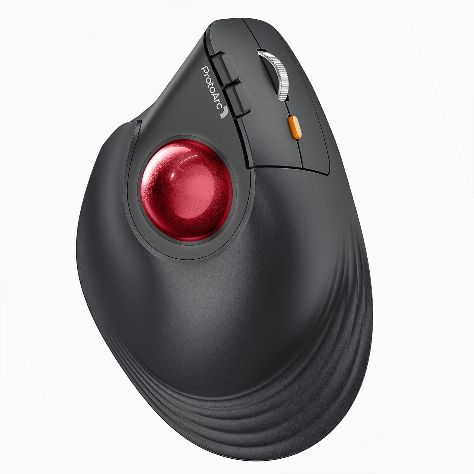Vertical Wireless Trackball Mouse, EM05 NL Bluetooth Ergonomic Rollerball Mouse Rechargeable Computer Laptop Thumb Mice, 3 Device Connection, Compatible with iPad, Mac, Windows, PC-Red