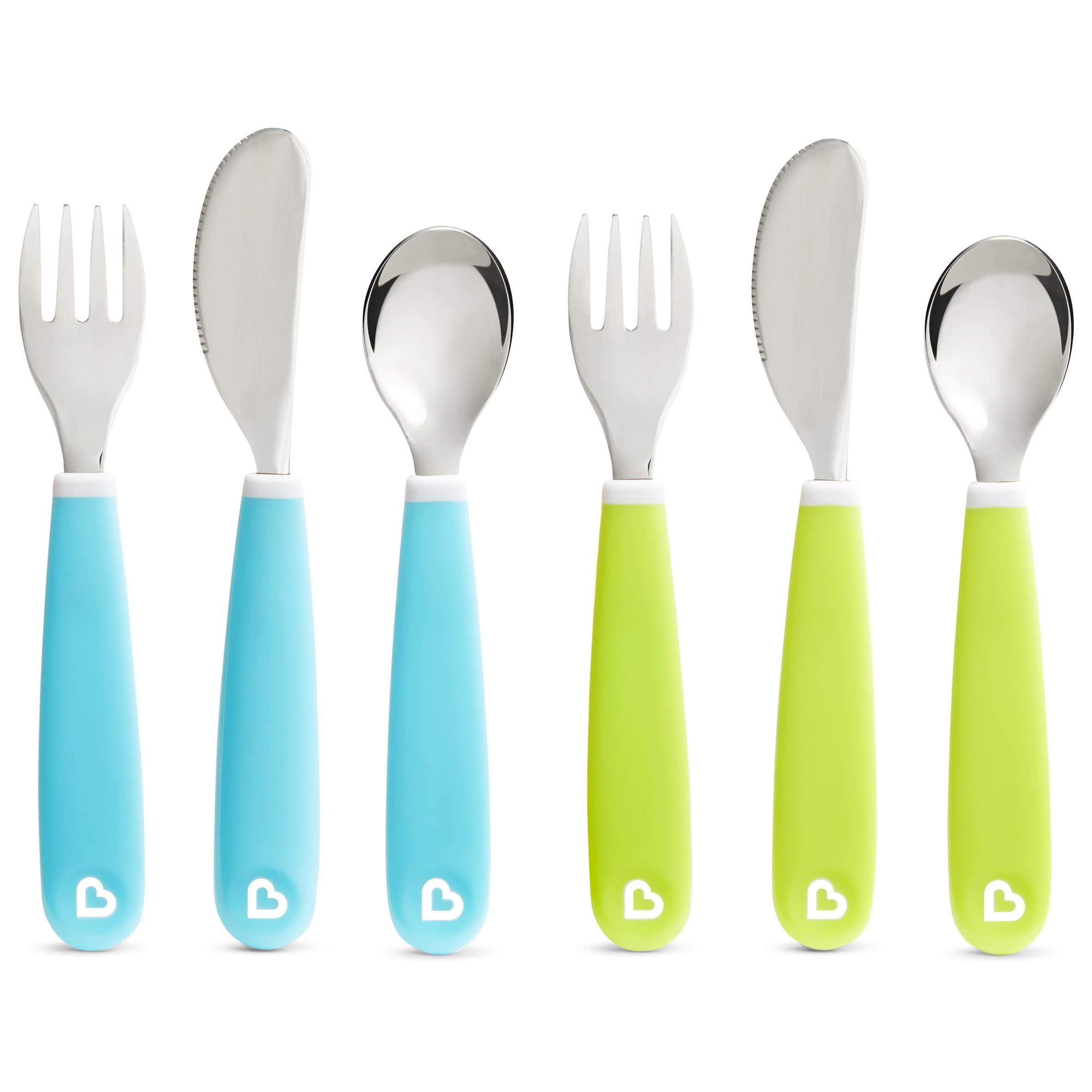 Splash Toddler Fork, Knife and Spoon Set, 6 Pack, Blue/Green