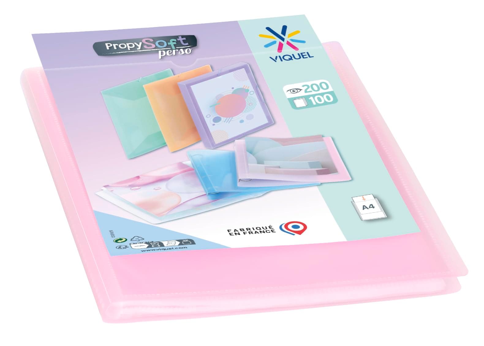 A4 Display Folder for 200 Views - Personalised Document Pocket - 100 Smooth Quality Sleeves - Pastel Pink