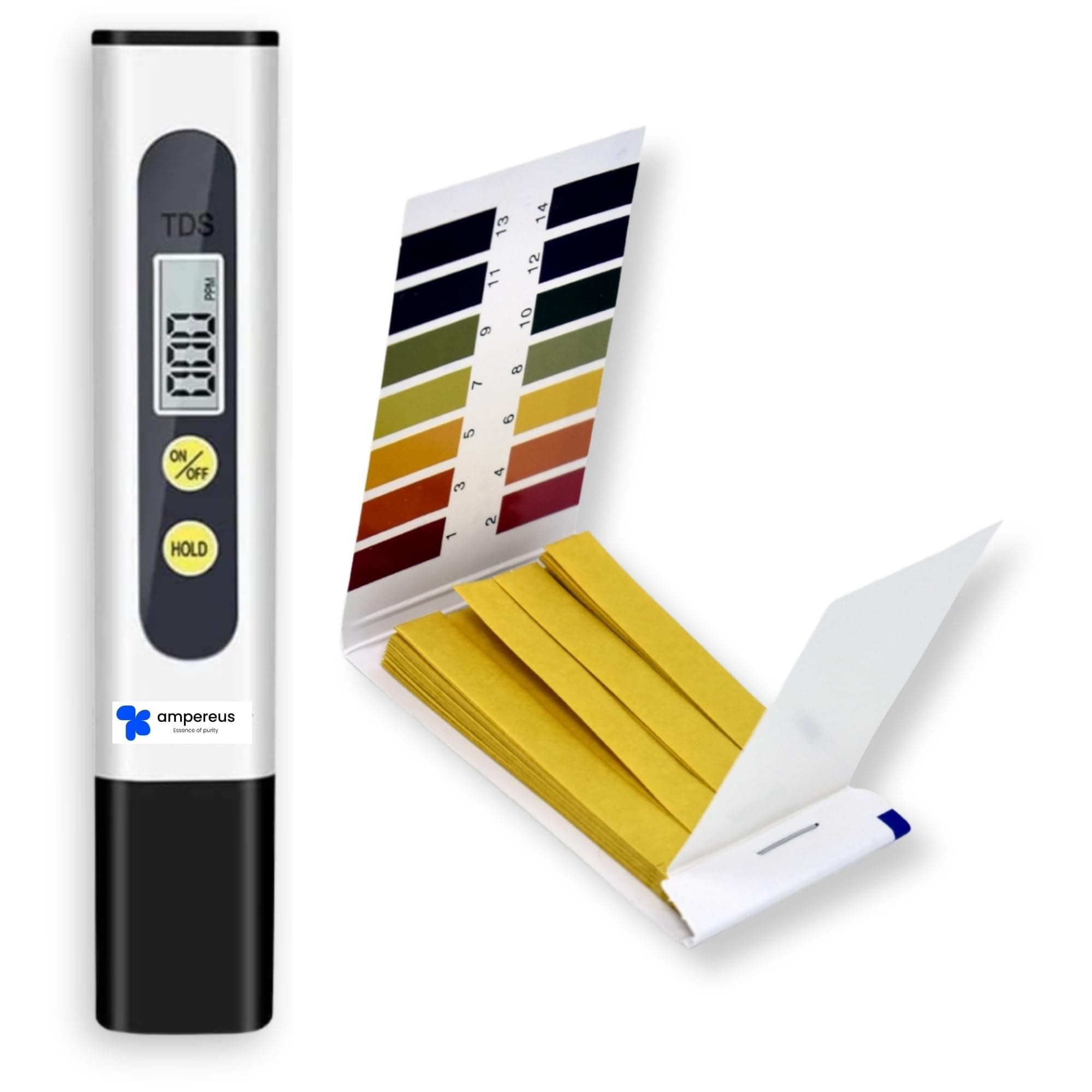 AMPEREUS® Digital TDS Meter & pH Testing Strip for Home | Total Dissolved Solid Meter, Water Purity Tester, pH Paper, Litmus Paper for pH Testing, Water Quality Tester