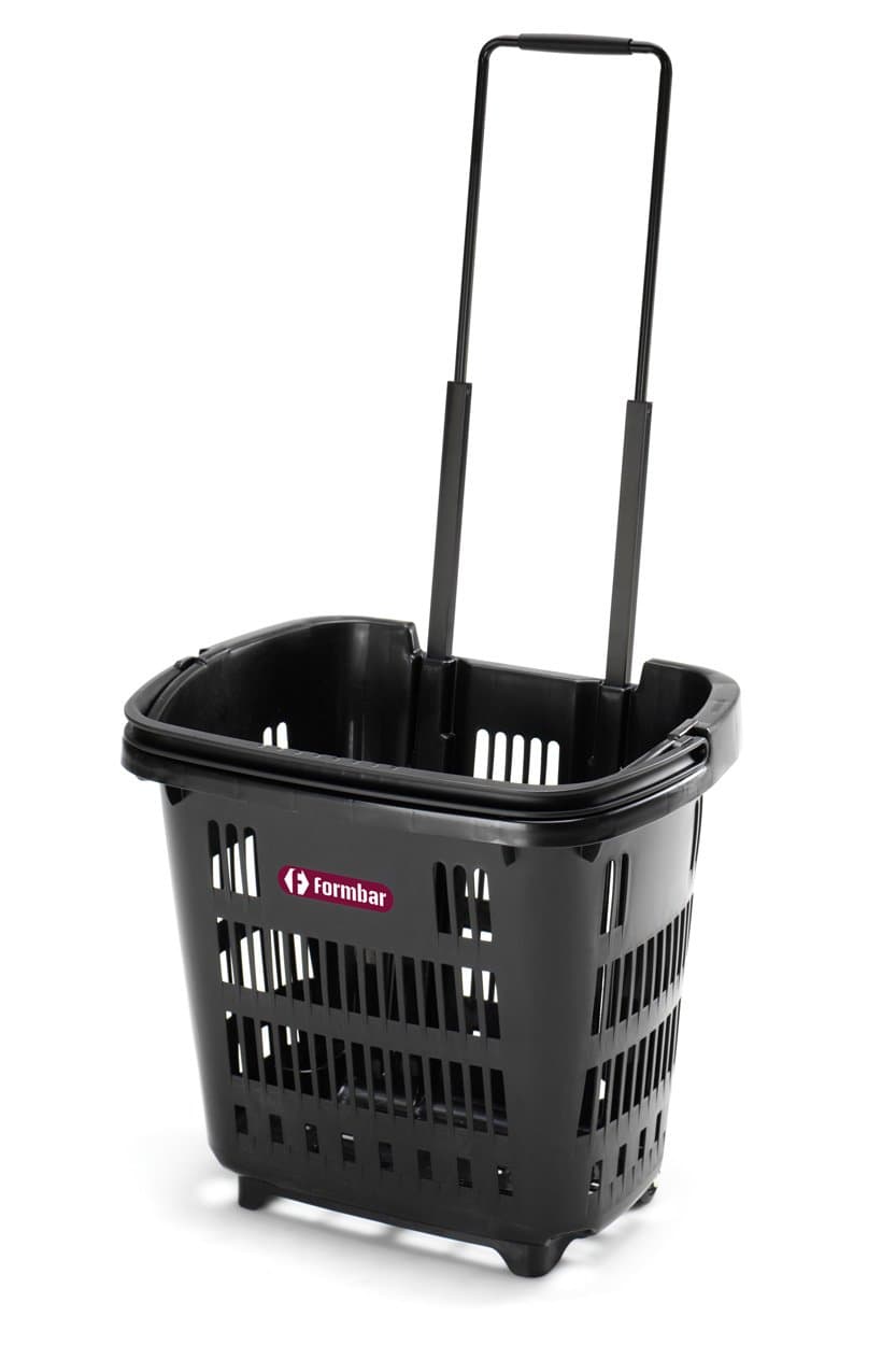 Araven Rolling Shopping Trolley Baskets 34 Litre Plastic - Pack 10 - BLACK