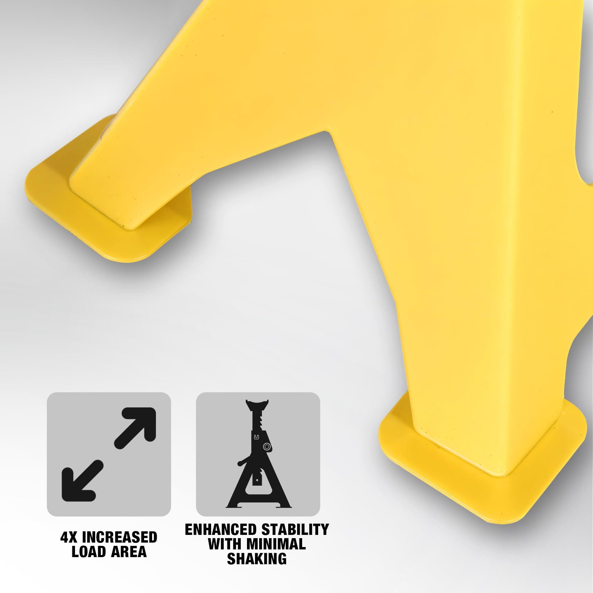 YELLOW JACKET 2 Ton Jack Stands with Double Locking and Large Foot Base for Lifting SUVS, Heavy Duty Steel, 4,400 lb Capacity, Yellow, 1 Pair