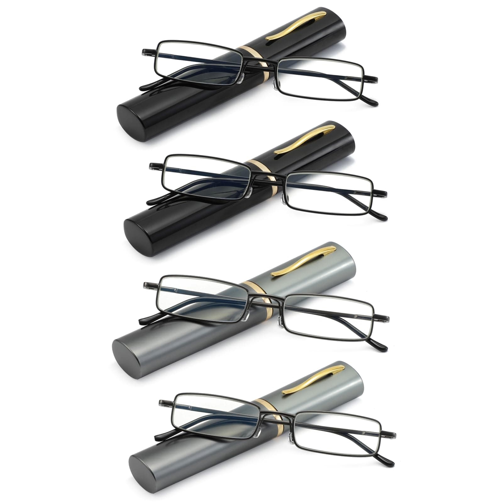 OWTXIS Blue Light Blocking Reading Glasses - Slim Pocket Reading Glasses with Pen Clip Case Mini Lightweight Glasses