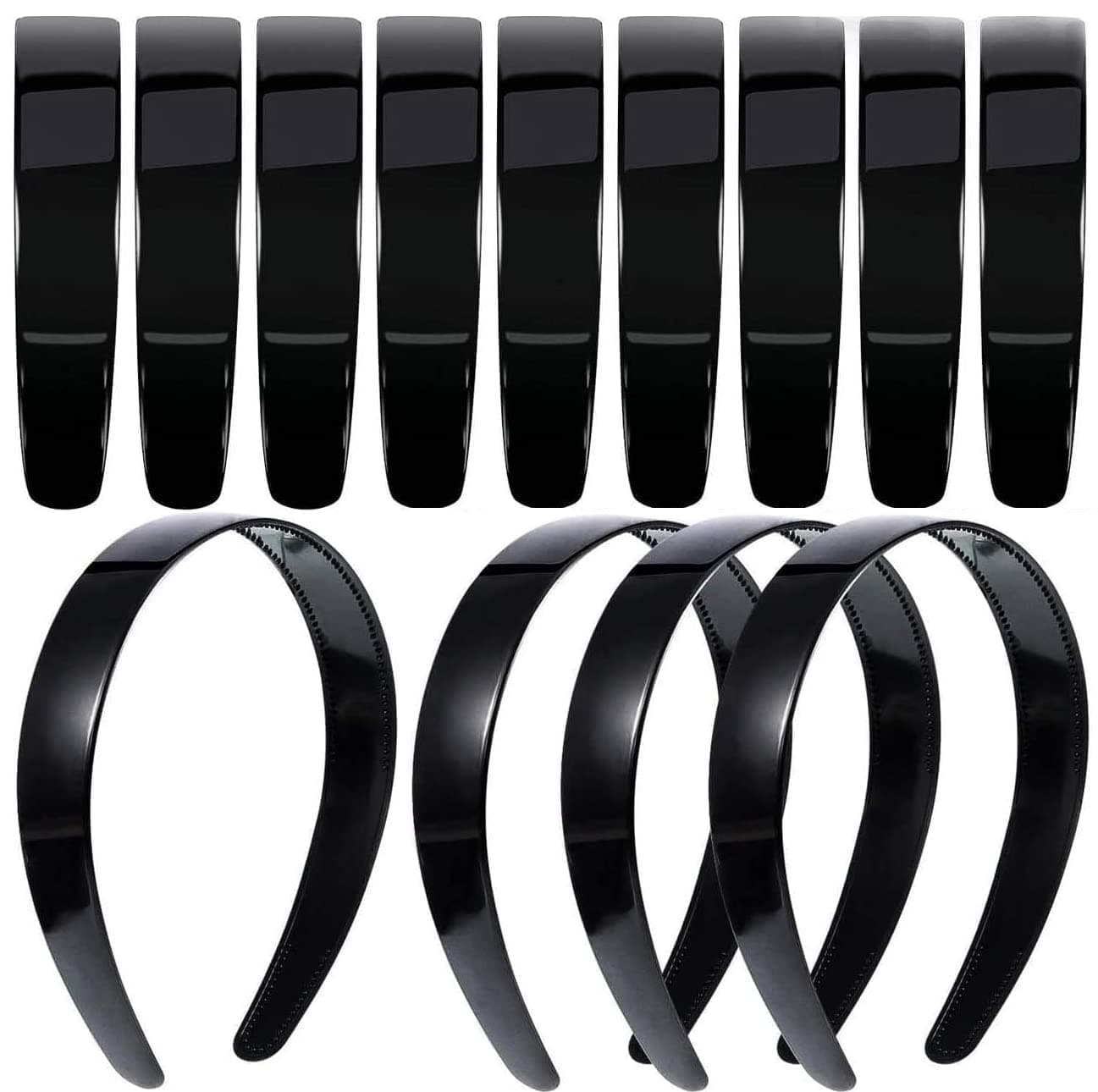 xutongPlastic Headbands,20 PACK Black Plain Craft Plastic Headbands,1 Inch Plastic Hard Headband with Teeth Head band Women Girls