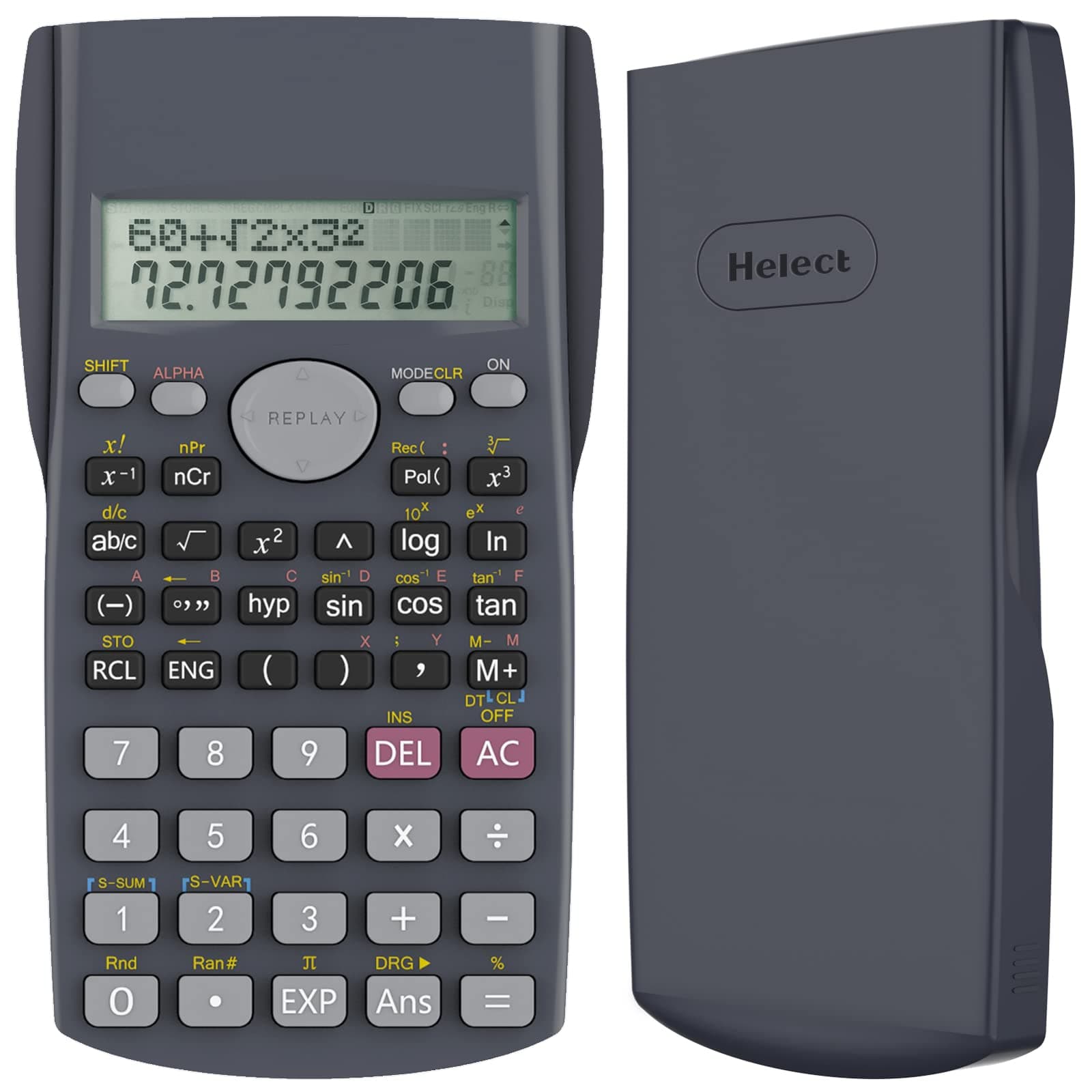 2-Line Engineering Scientific Calculator, Suitable for School and Business, Black
