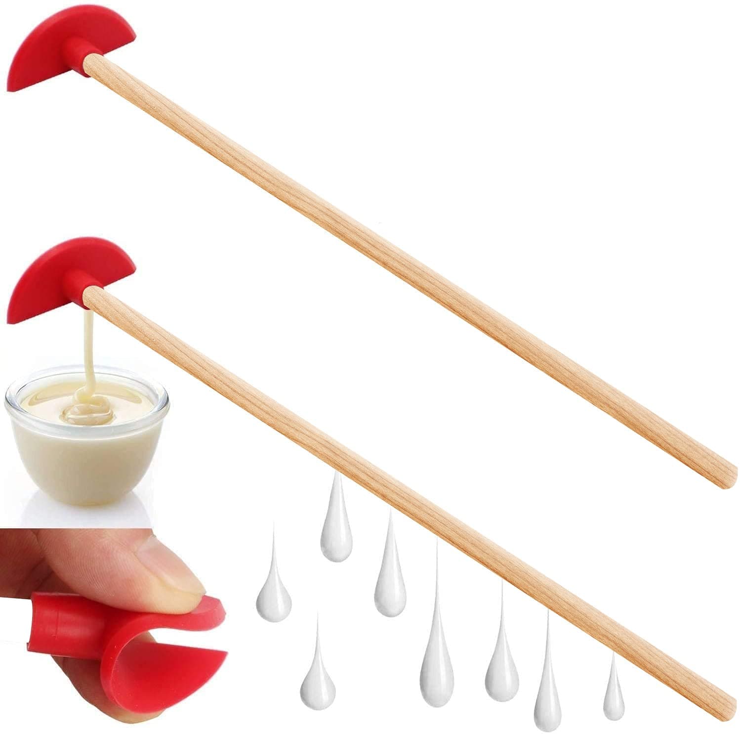 Silicone Bottle Scraper - Reusable Aid to Get the Last Drop, Silicone Last Drop Spatula - 14" Flexible and Reusable Utensil and Kitchen Aid, Silicone Scraper - Long Handle Clean Tools. (2 Pcs)