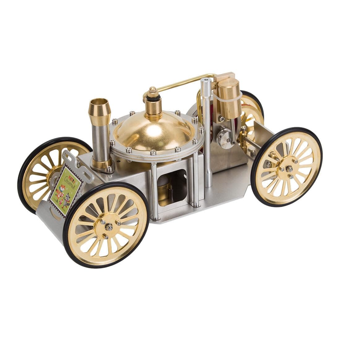 Engine Model Kit, Christmas Metal Steam-Powered Car Model Engine Motor Model Engine Kit, Educational Toy Electricity Generator for Technology Enthusiasts