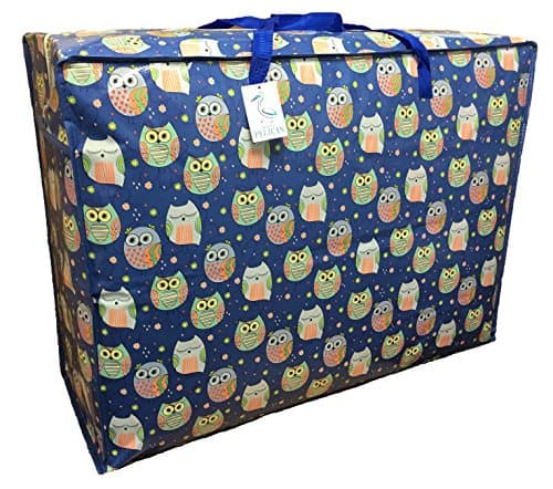 Pop it in a Pelican Extra Large Storage Bag (30 G Capacity) – Premium Quality, Practical, Waterproof, Double Zipped Storage Bags for Toys. Blue with Sleepy Owls Pattern