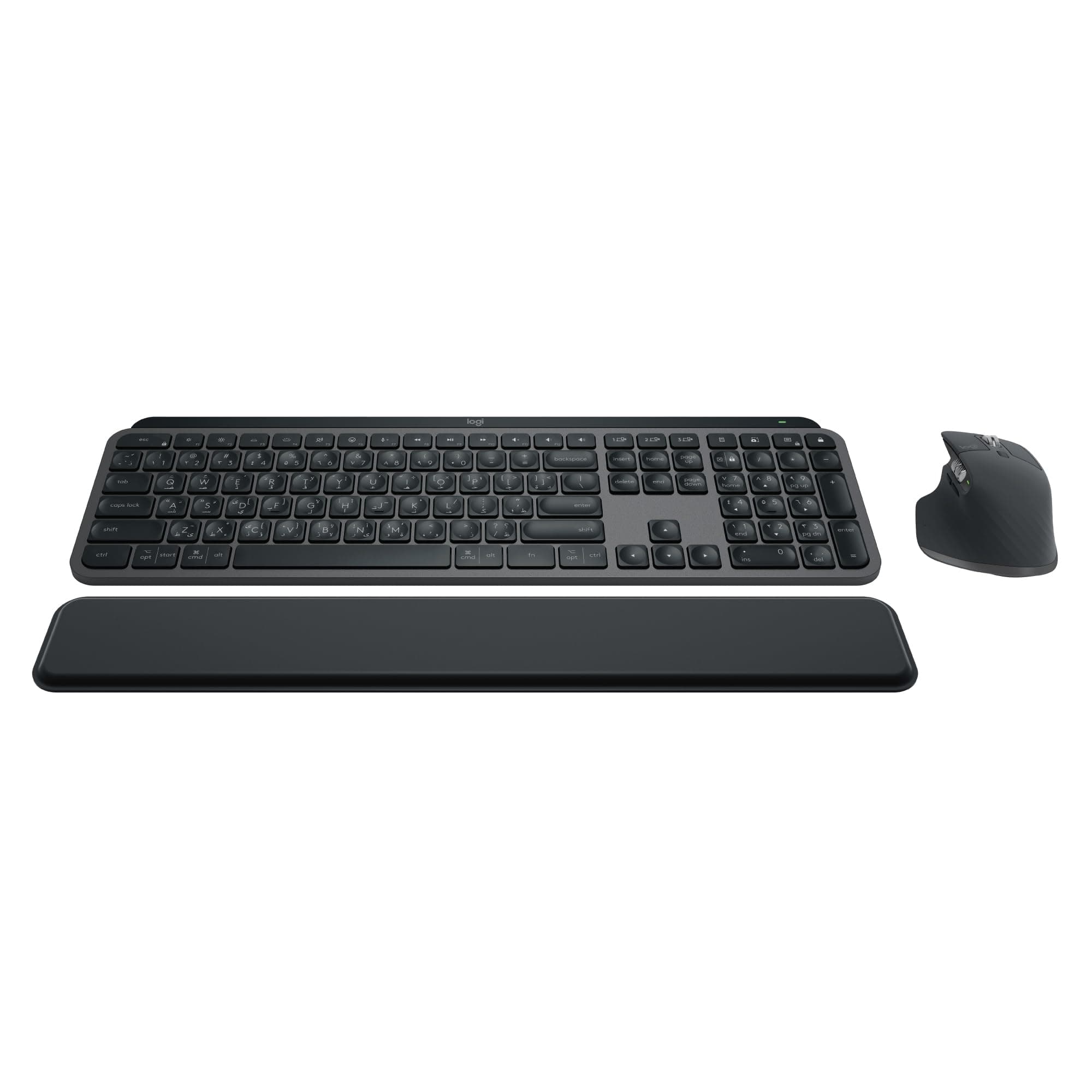Logitech MX Keys S Combo - Performance Wireless Keyboard and Mouse with Palm Rest, Customizable Illumination, Fast Scrolling, Bluetooth, USB C, for Windows, Linux, Chrome, Mac - Graphite, ARA Layout