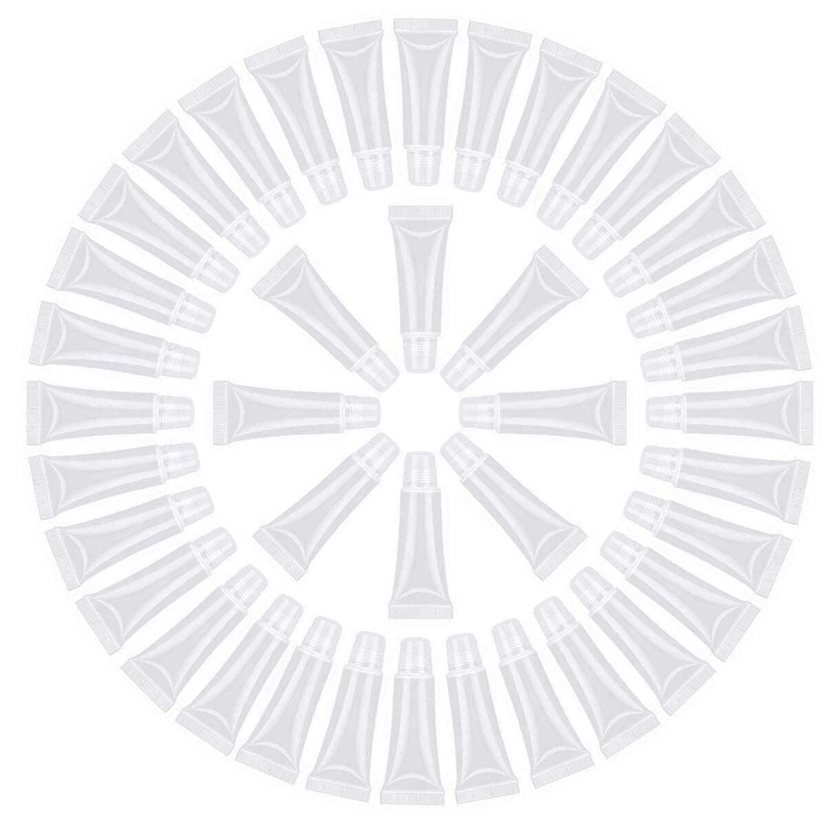 30Pcs-10ml Mini Clear Refillable Empty Tubes Lip Gloss Balm Container,Soft Tubes Makeup Box,Shampoo Samples Empty Tubes with Screw Cover