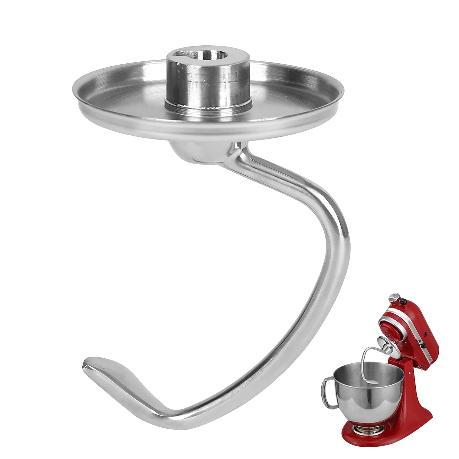 Dough Hook for kitchen-aid Stand Mixer 4.5-5 QT, Stainless Steel Spiral Dough Hook Attachment for KitchenAid Tilt-Head Stand Mixers, Dishwasher Safe, All Models