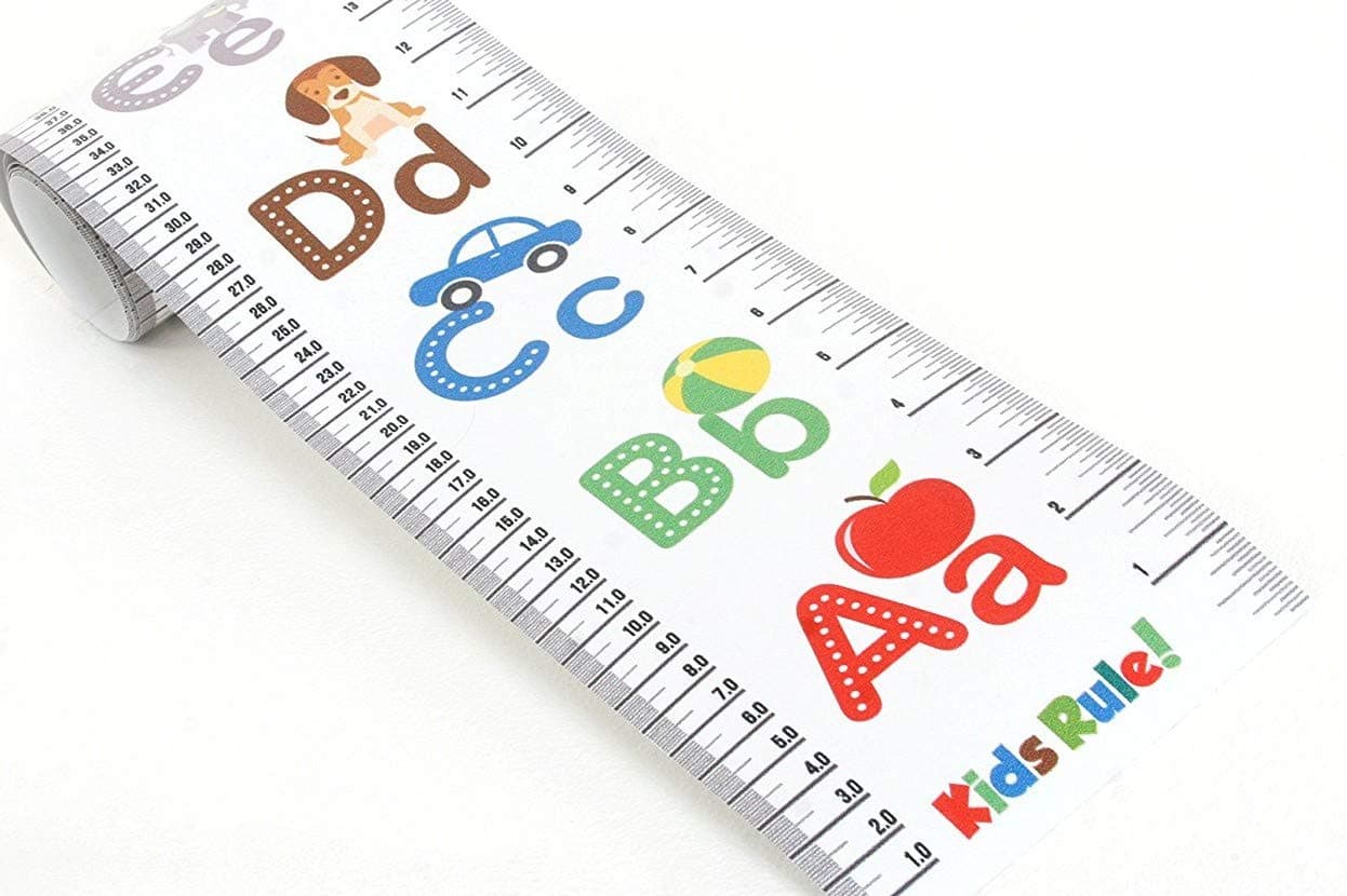 Kids Rule Alphabet Plastic Roll-Up Growth Height Chart. Measures from Birth to Adult.