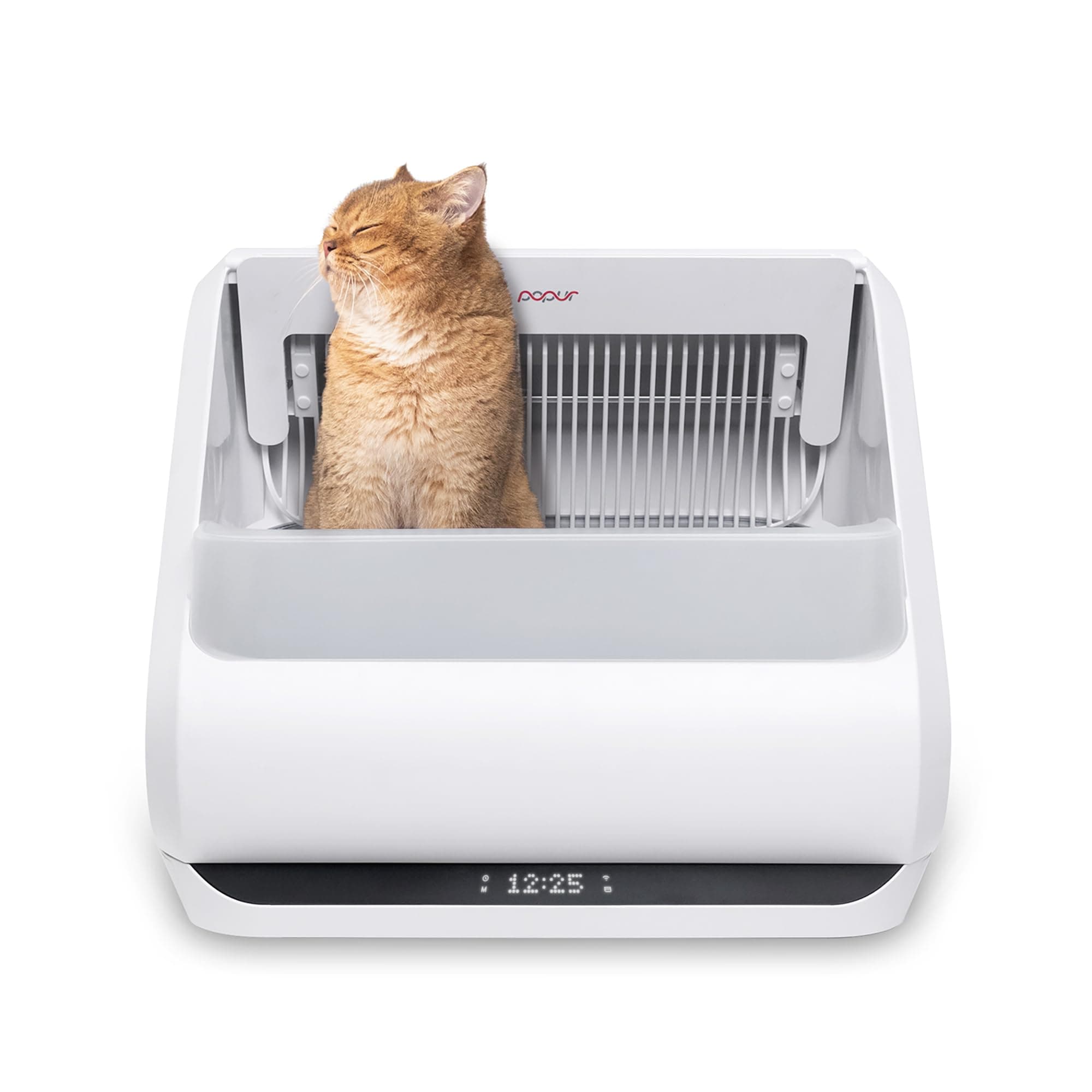 Popur X5 Automatic Cat Litter Box Self Cleaning, 30-Day Capacity Safe Open Top Electric Litter Robot for Multiple Cats, Odor-Seal, 24 Inch Tray, 33 lbs. Load, 99% Leakproof (Cardboard Bin)