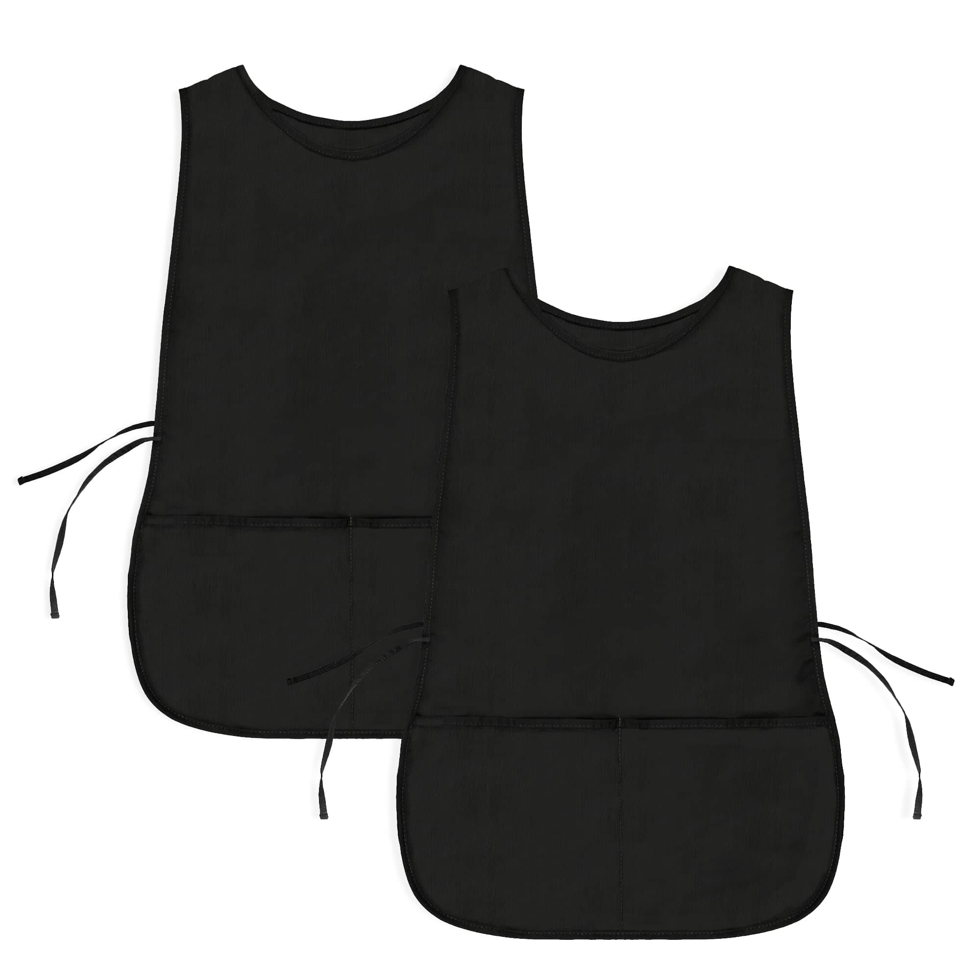 DALIX Cobbler Apron 2 Pockets Smock Regular 28.5" x 18.5" Black (2 Pack)