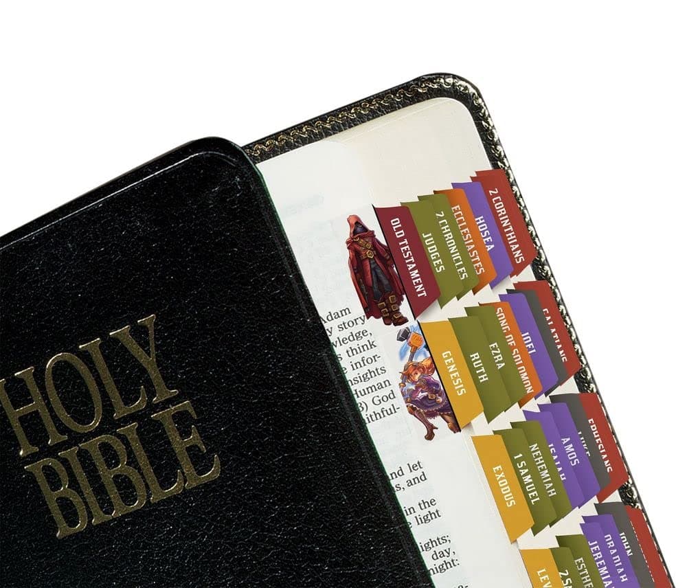 Tabbies Aetherlight Bible Index Tabs, Old & New Testament, 90 Assorted Tabs Including 66 Books & 24 Reference Tabs
