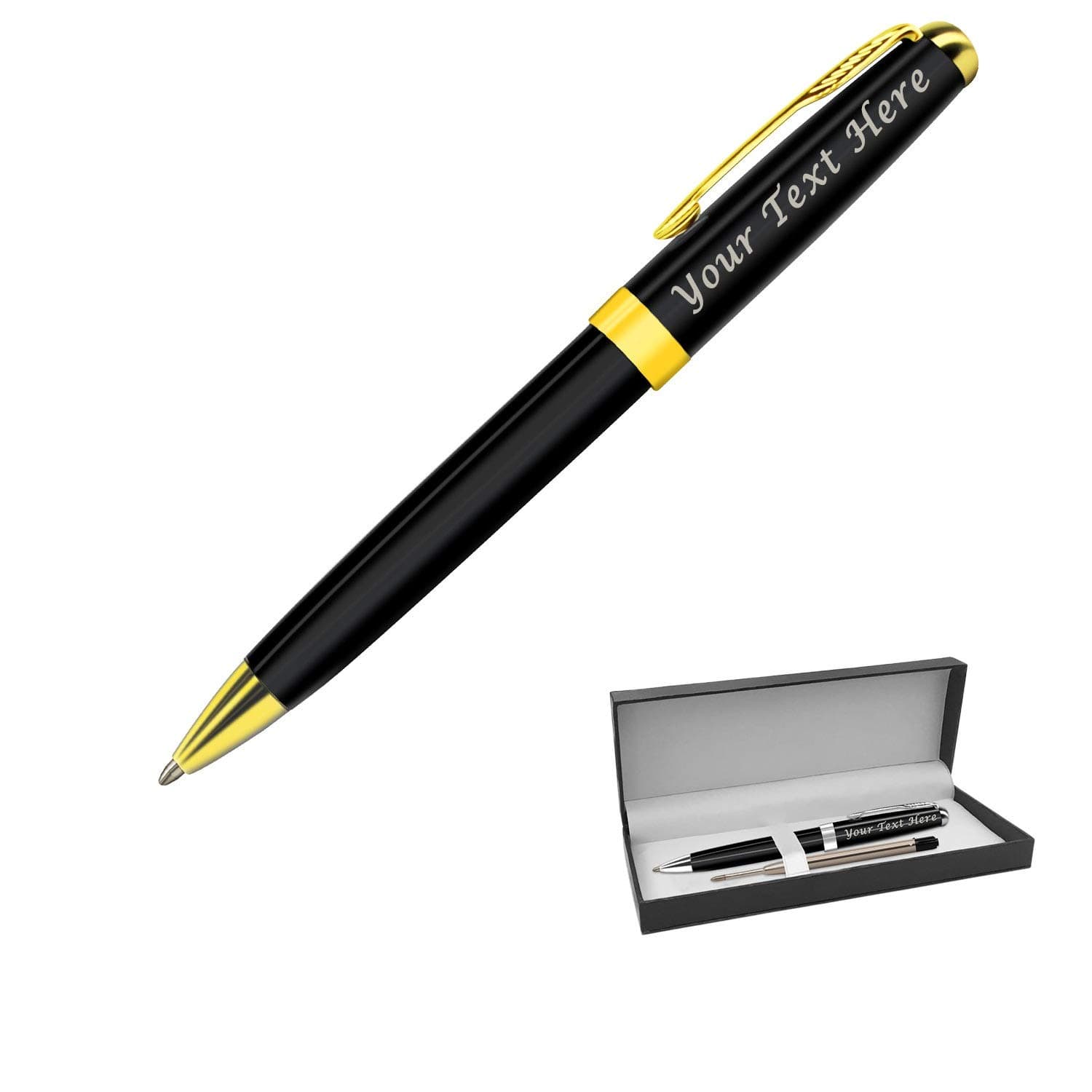 ABIsedrin Personalised Pen, Custom Engraved Pen Case for Men, Retractable Writing Pen Black Ink-Graduation Pen Set- Personalized Gifts