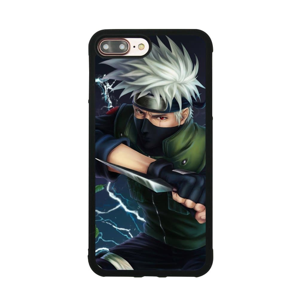 Kakashi Lightning Battle Naruto Anime Case for iPhone 7 Plus/8 Plus (5.5 Inch) TPU Silicone Gel Edge + PC Bumper Case Skin Protective Custom Designed Printed Phone Protector Full Protection Cover