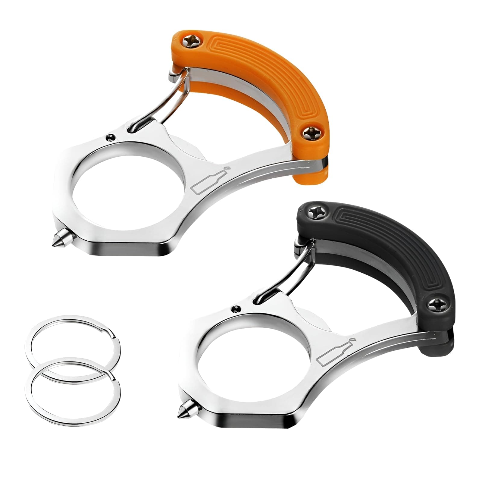 2 Pcs Multifunctional Keychain,Versatile Car Key Chain with Bottle Opener, Box Cutter, Window Breaker,Gifts for Drivers(Orange&black)