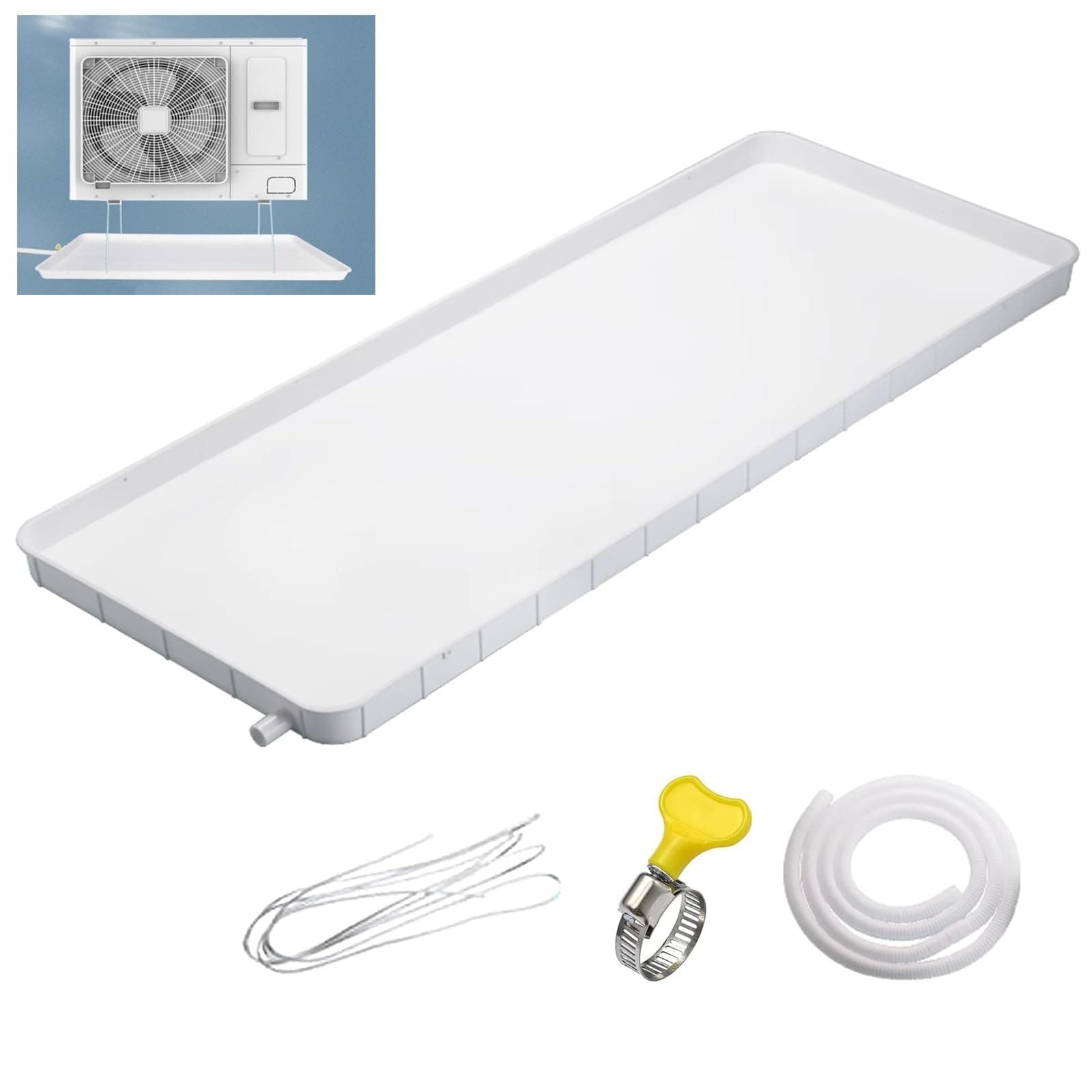 Condensate Drain Pan Plastic Drip Tray, Air Conditioner Drip Pan with Drain Tubing, Universal Window Air Conditioner Drain Kit, Perfect for Indoor/Outdoor Split Air Conditioner Heat Pump Systems ( Siz