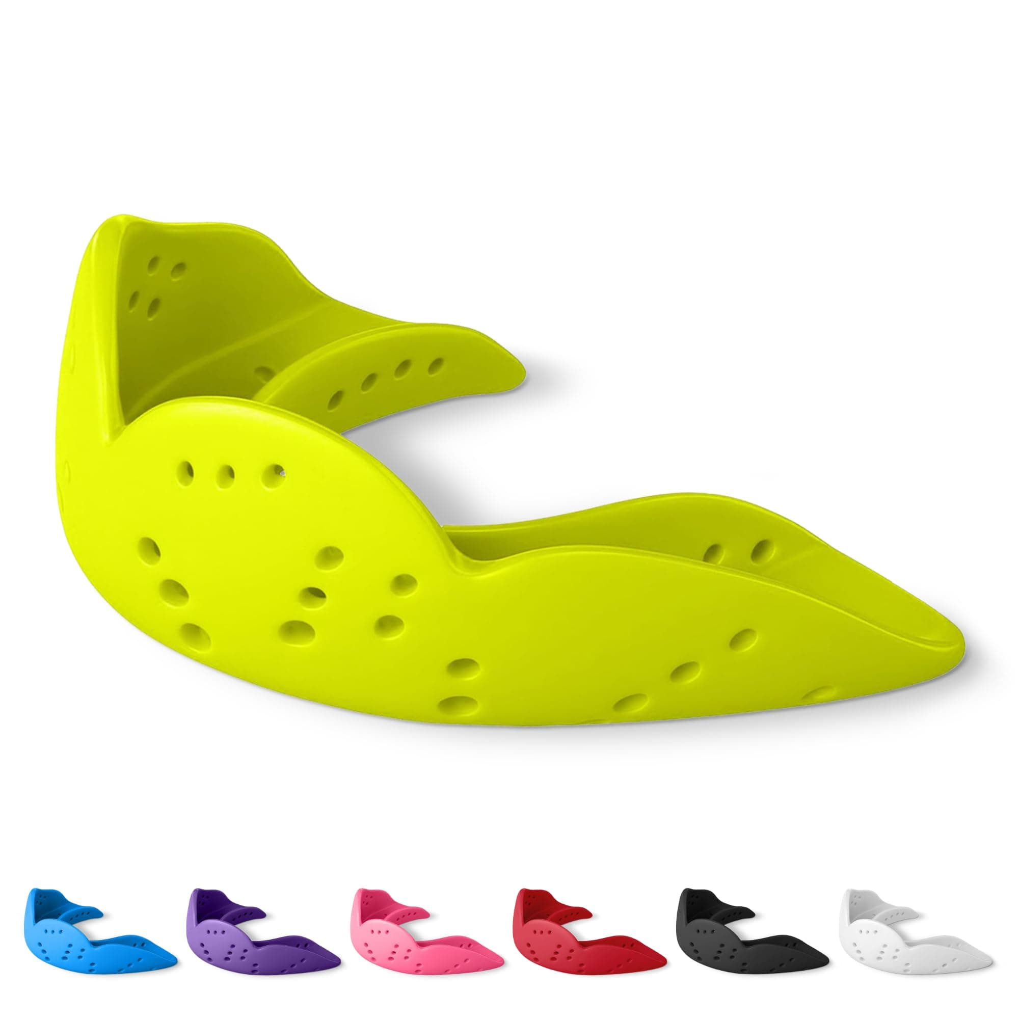 SISU Aero Medium Mouthguard, Neon Flash - 30% Stronger Protection for Lacrosse, Football, Hockey, Roller Derby, Team Sports - Remoldable Up to 20 Times - Ultra Slim - Works for Braces - Non Toxic