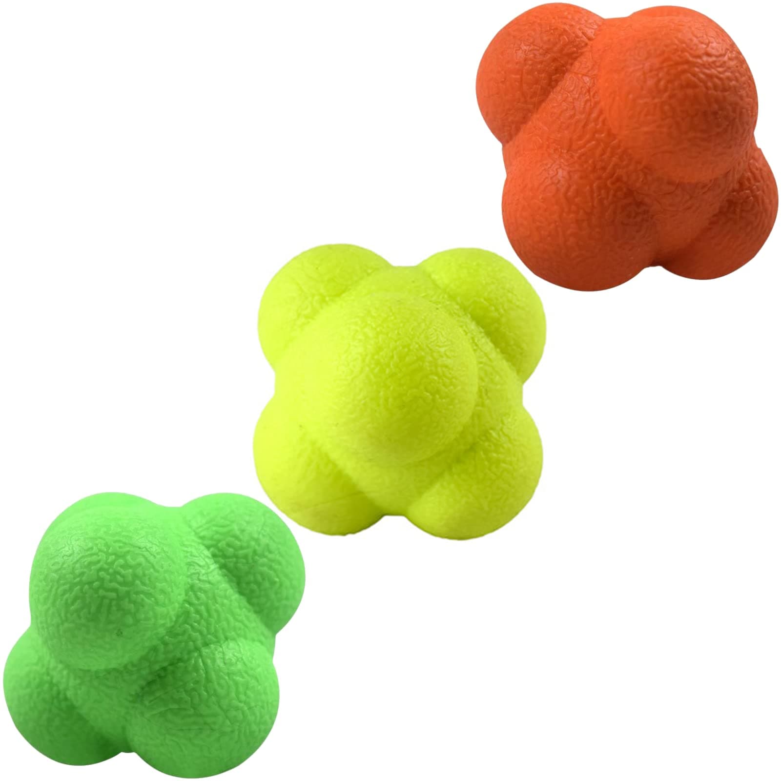 Reaction Ball,Reflex Ball for Hand Eye Coordination Training,2.83 inch,Pack of 3-Orange,Yellow,Green