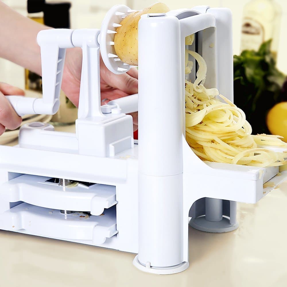 Culinary King Tri-Bade Vegetable and Fruit Spiral Slicer and Spiralizer with Free Bonus Tomato and Onion Dicer for Zucchini, Pasta, Spaghetti, and Vegetarian Cooking
