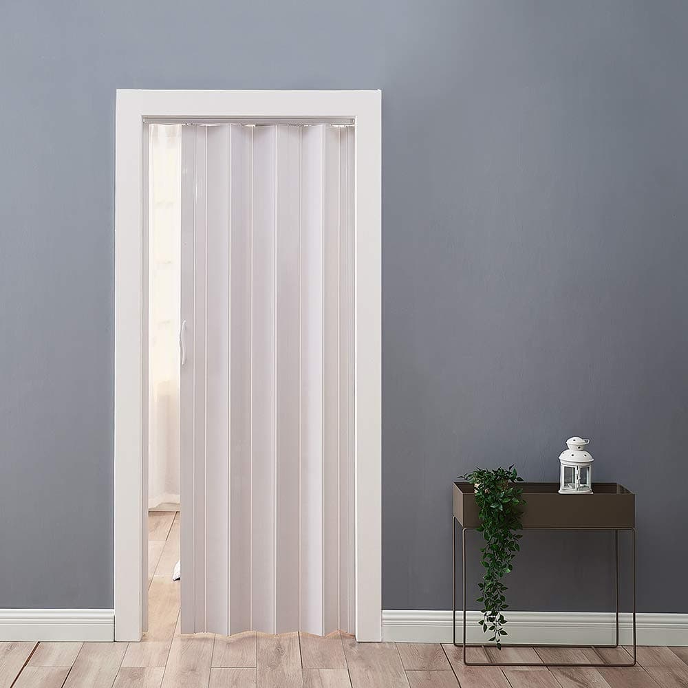 Panana PVC Plastic Folding Door Internal Doors Sliding 7 Panels Divider Magnetic White, 6MM (HDDRPCWH01000601-WHMJ)