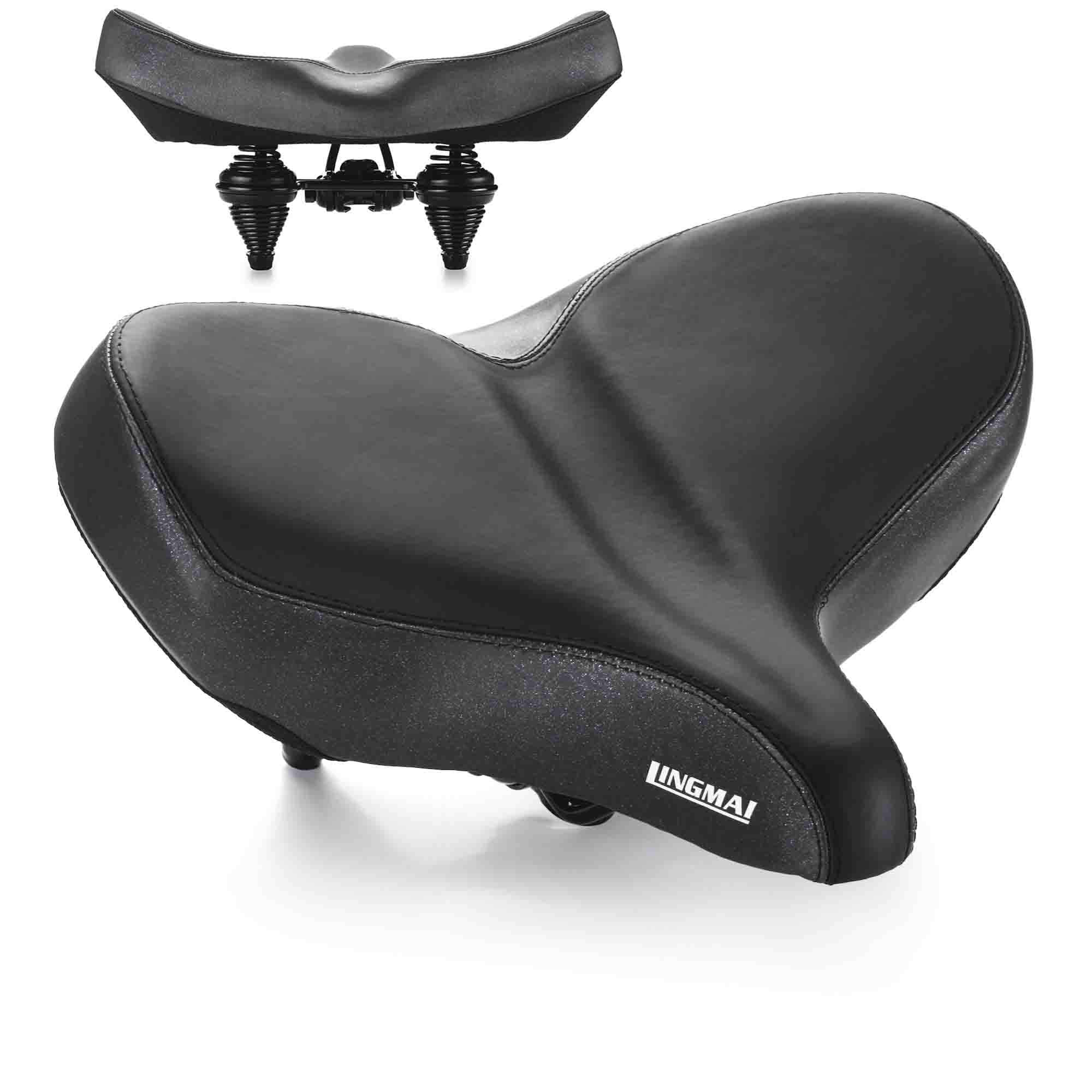 Comfortable Exercise Bike Seat -Super Large Wide Bicycle Saddle with Soft Cushion Improves Comfort for Mountain Bike, Road Bicycle, Hibrid and Stationary Bike10.6" x 13.4"