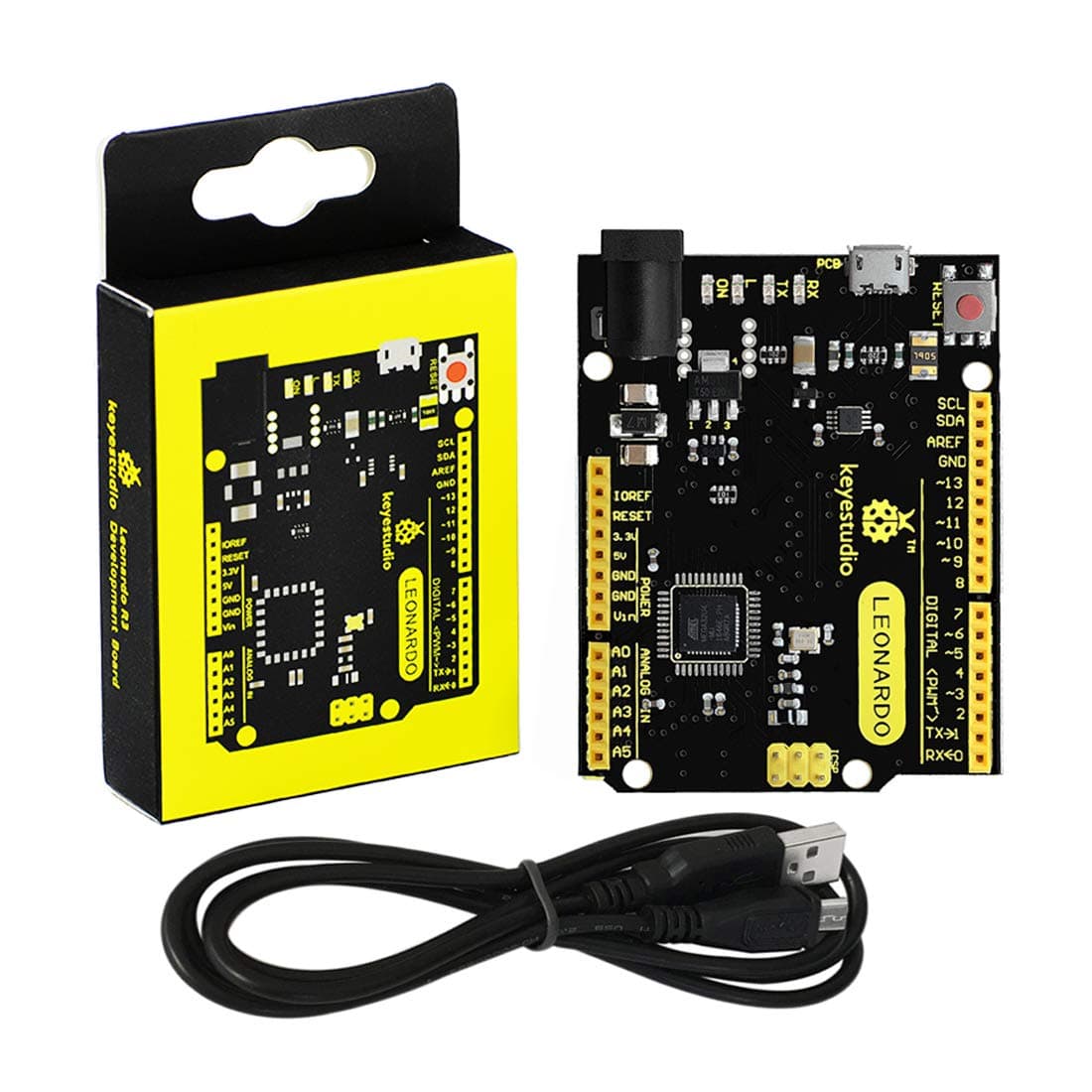 Leonardo R3 Microcontroller Development Board with USB Cable Kit for Arduino Project