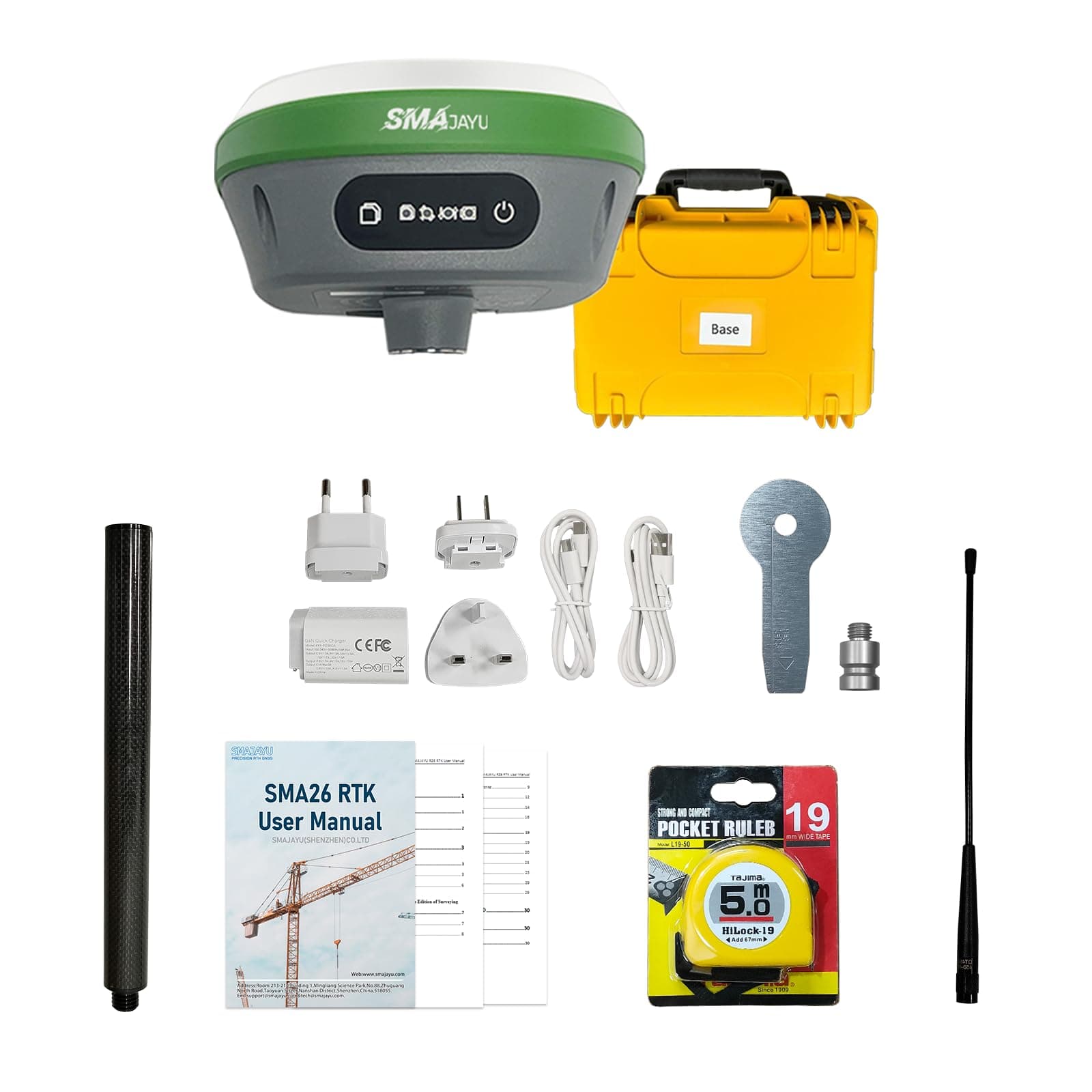 SMA26 Pro Base RTK Surveying System Base Station, GNSS Receiver, Tilt Compensation, 4G/WiFi/Bluetooth, IP67 Waterproof, Ideal for Land, Construction, and Forestry Survey (exclude Tripod)