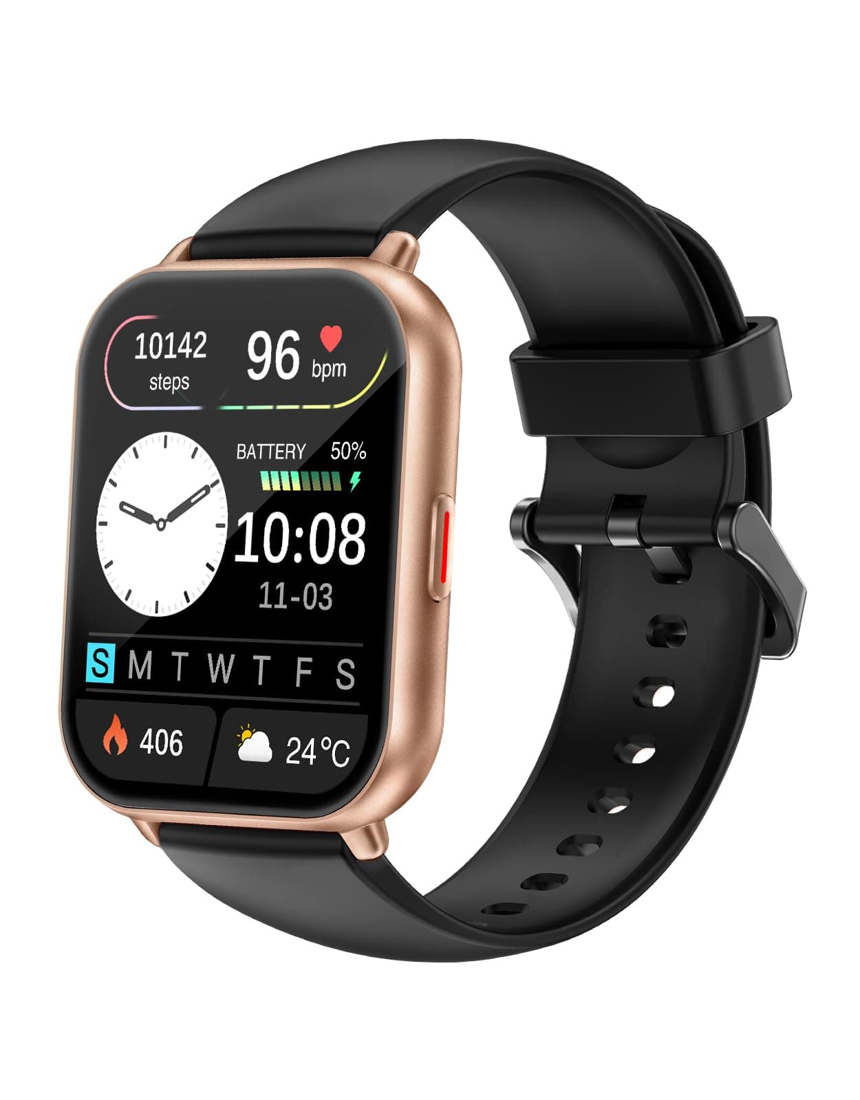 RUIMEN Smartwatch Compatible with iPhone and Android with Call Function Smart Watch Pedometer Watch with Incoming Call & Message Notification Flashlight Weather Forecast Music Control Over 100 Types