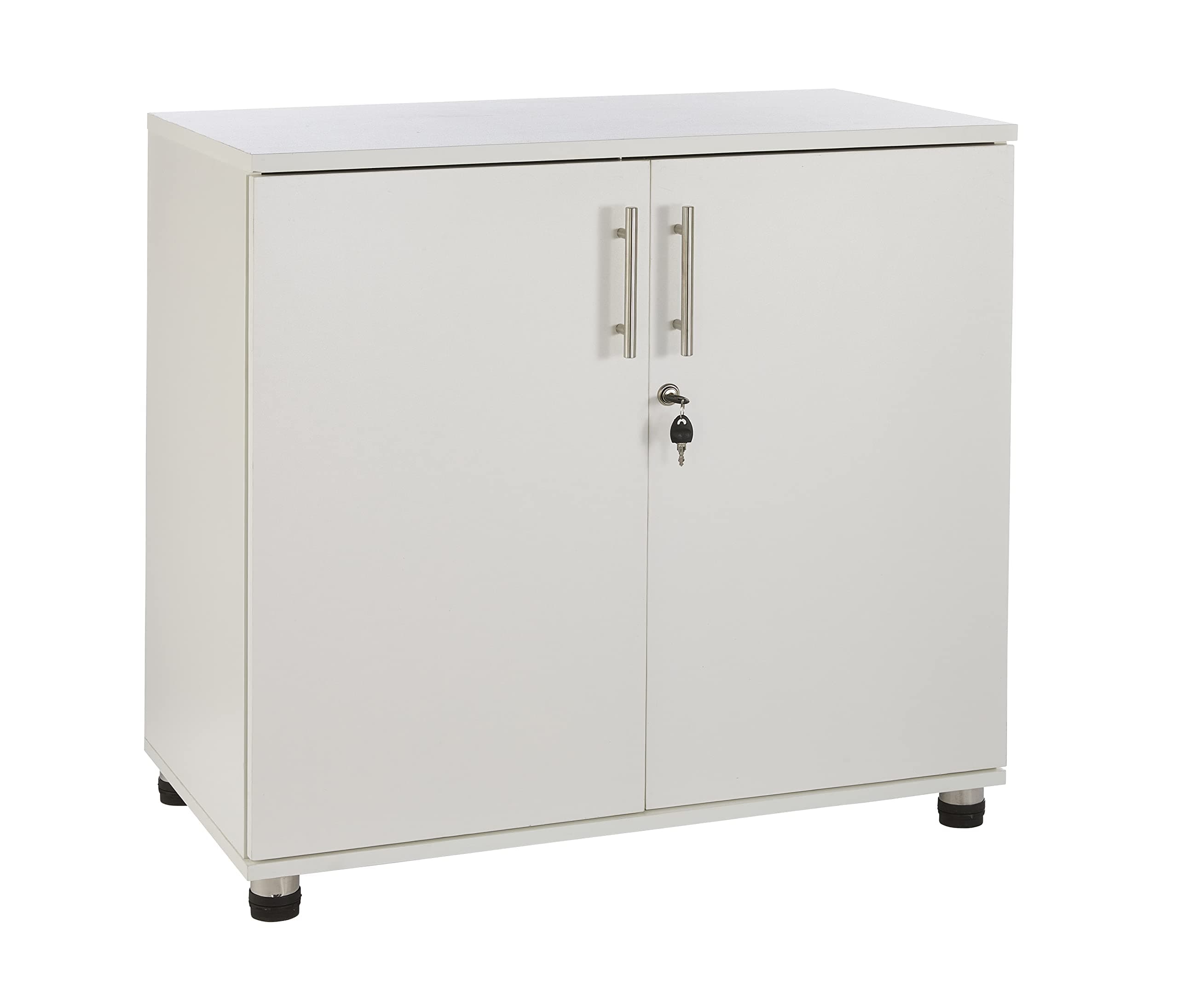 MMT Storage Cupboard, Storage Cabinet, File Cabinet for Office Documents, Garage Tools, Utility, White Wood , Lockable, 31.5" Long