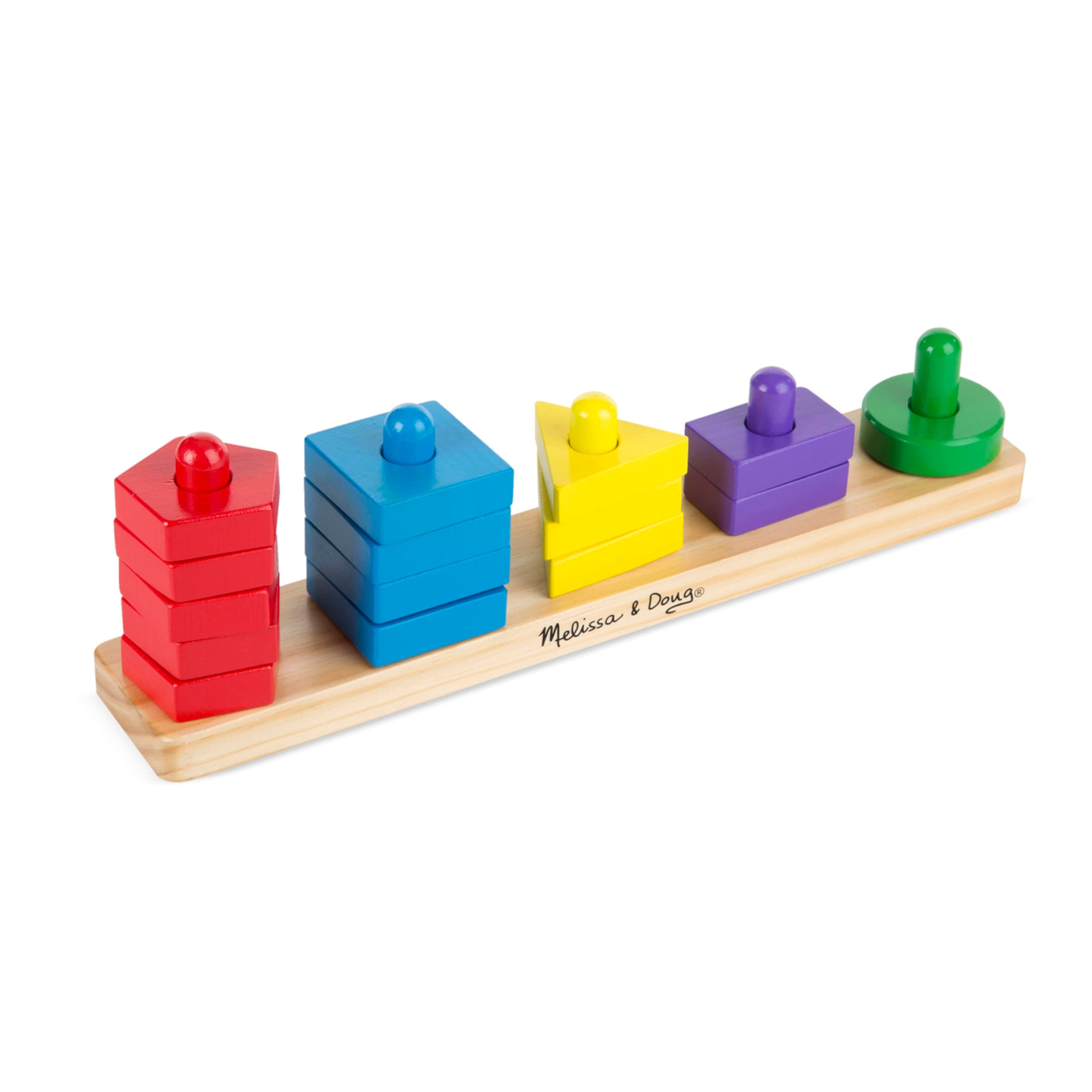 Melissa & Doug Stack and Sort Board - Wooden Educational Toy With 15 Solid Wood Pieces