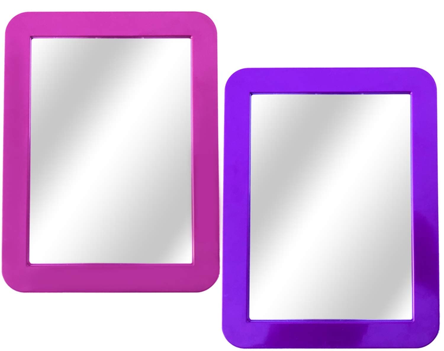 Vermo Magnetic Mirror - 2-Pack Locker Mirror - 5" x 7"- for School Locker, Bathroom, Household Refrigerator, Locker Accessory, Workshop Toolbox, Office Cabinet or More, Purple and Pink