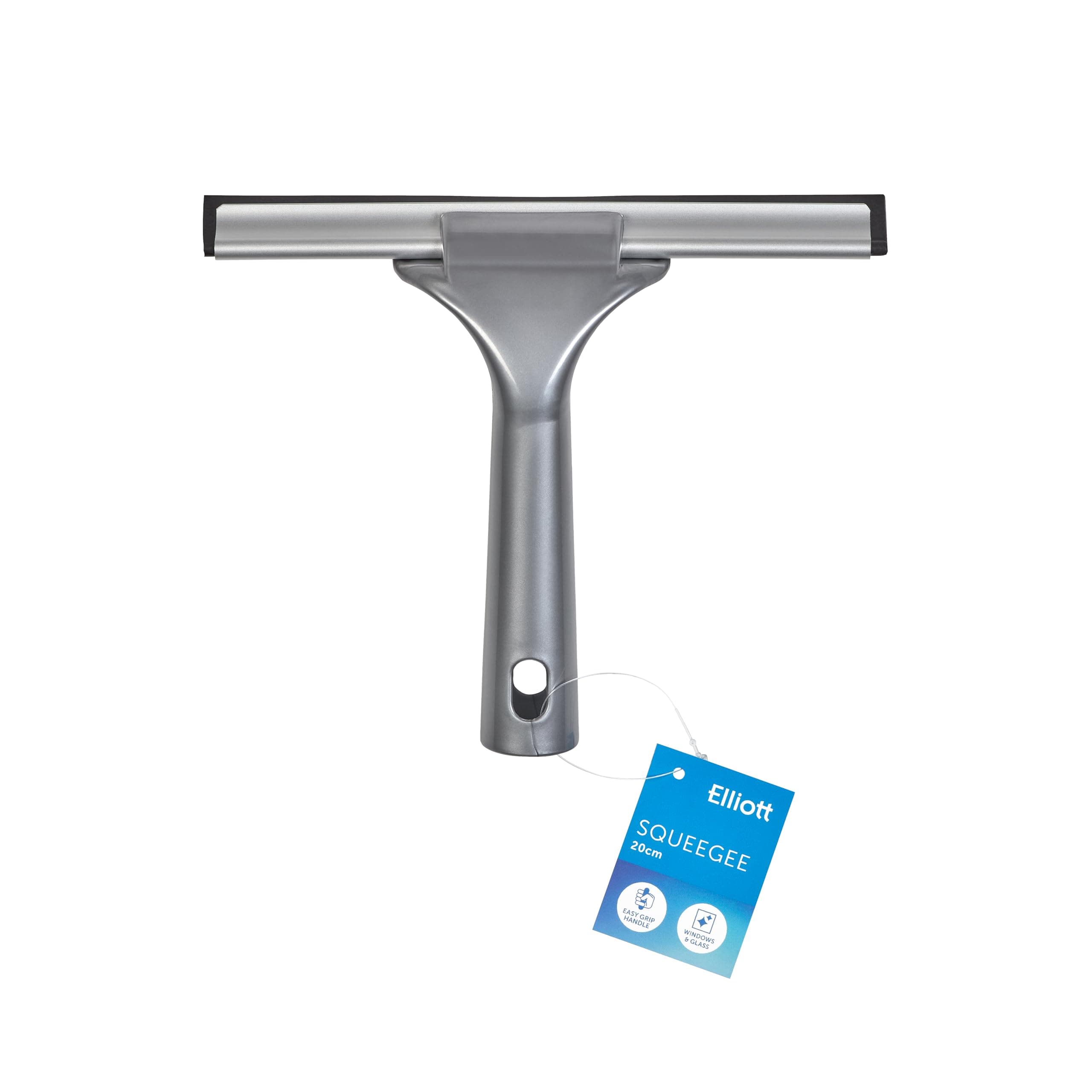Elliott Multi-Purpose Window Squeegee perfect for streak free cleaning on Windows, shower screens, cars and mirrors, Aluminium frame housing a 20cm rubber squeegee with an ergonomic Grey Handle.