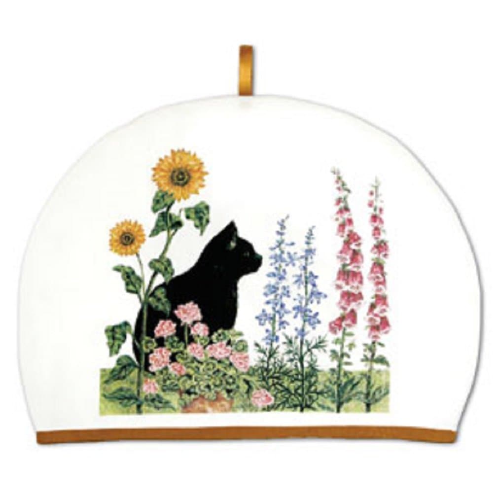 Tea Cozy Black Cat & Flowers