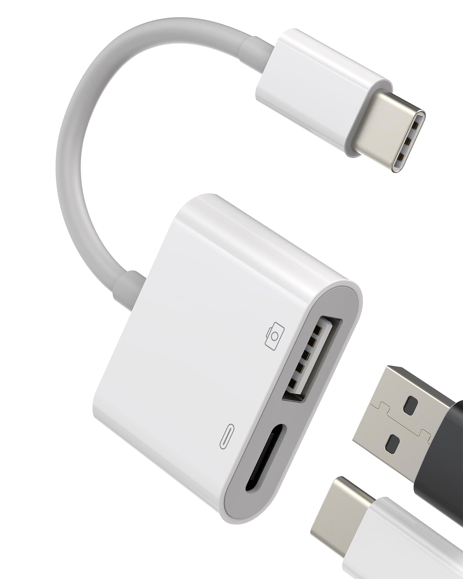 USB-C to USB Adapter(2in1) Type C Cable Accessories Thunderbolt Converter OTG 3.0 Mouse Port Dongle Compatible for Samsung for IPhone15 Pro Max Plus ipad MacBook